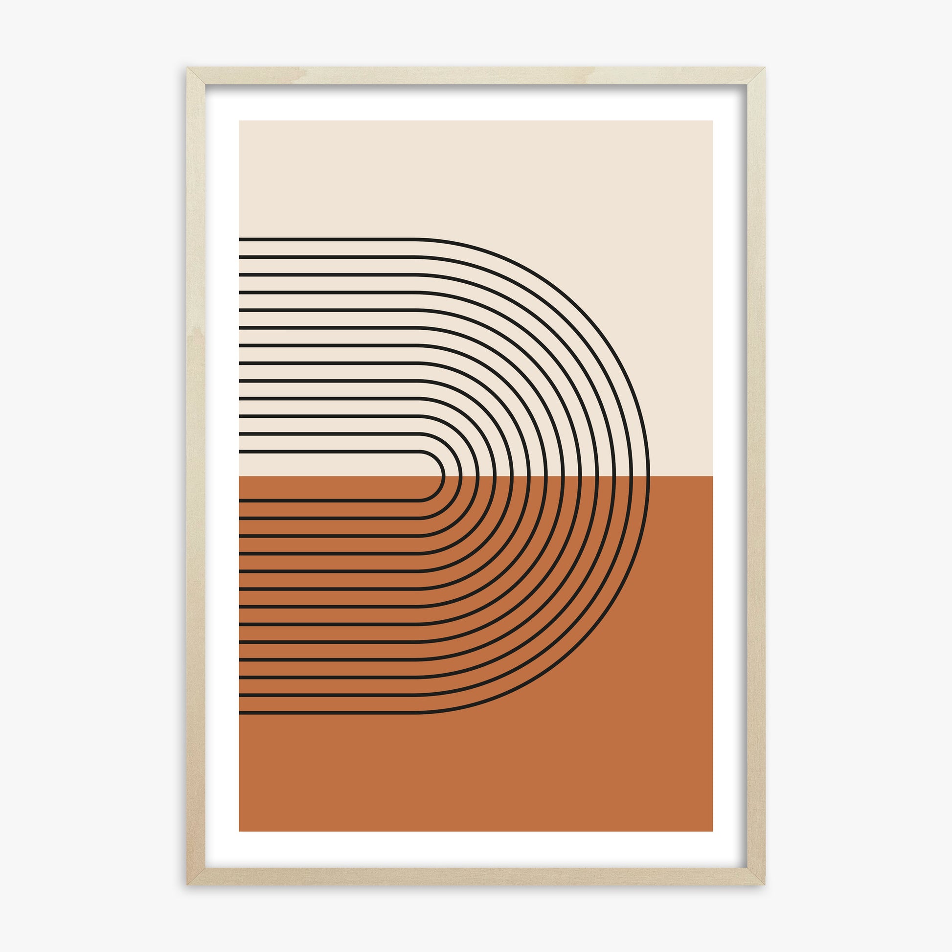Terracotta Curves, 70x100cm Framed Art Reproduction With Lime Wood Frame