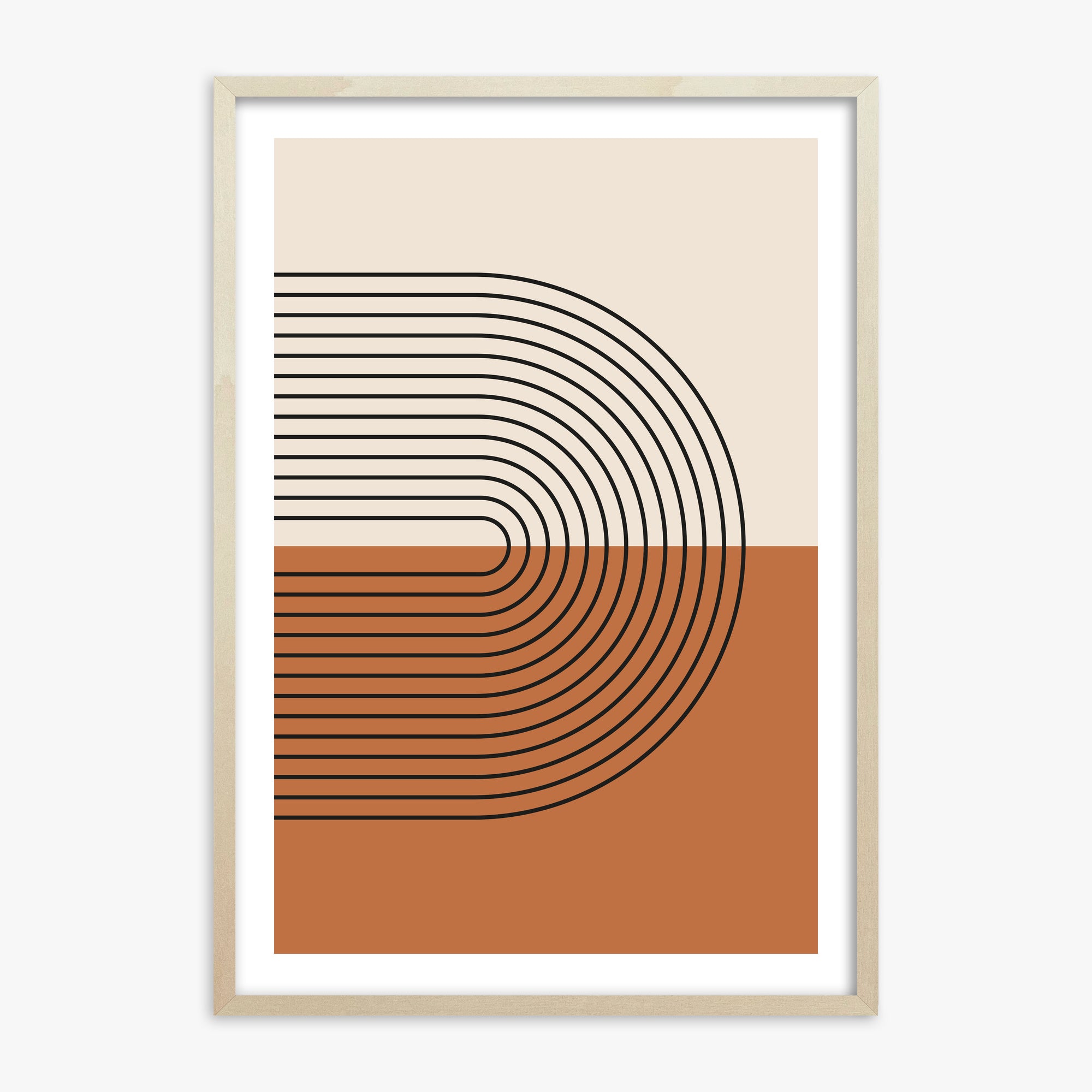 Terracotta Curves, 70x100cm Framed Art Reproduction With Lime Wood Frame