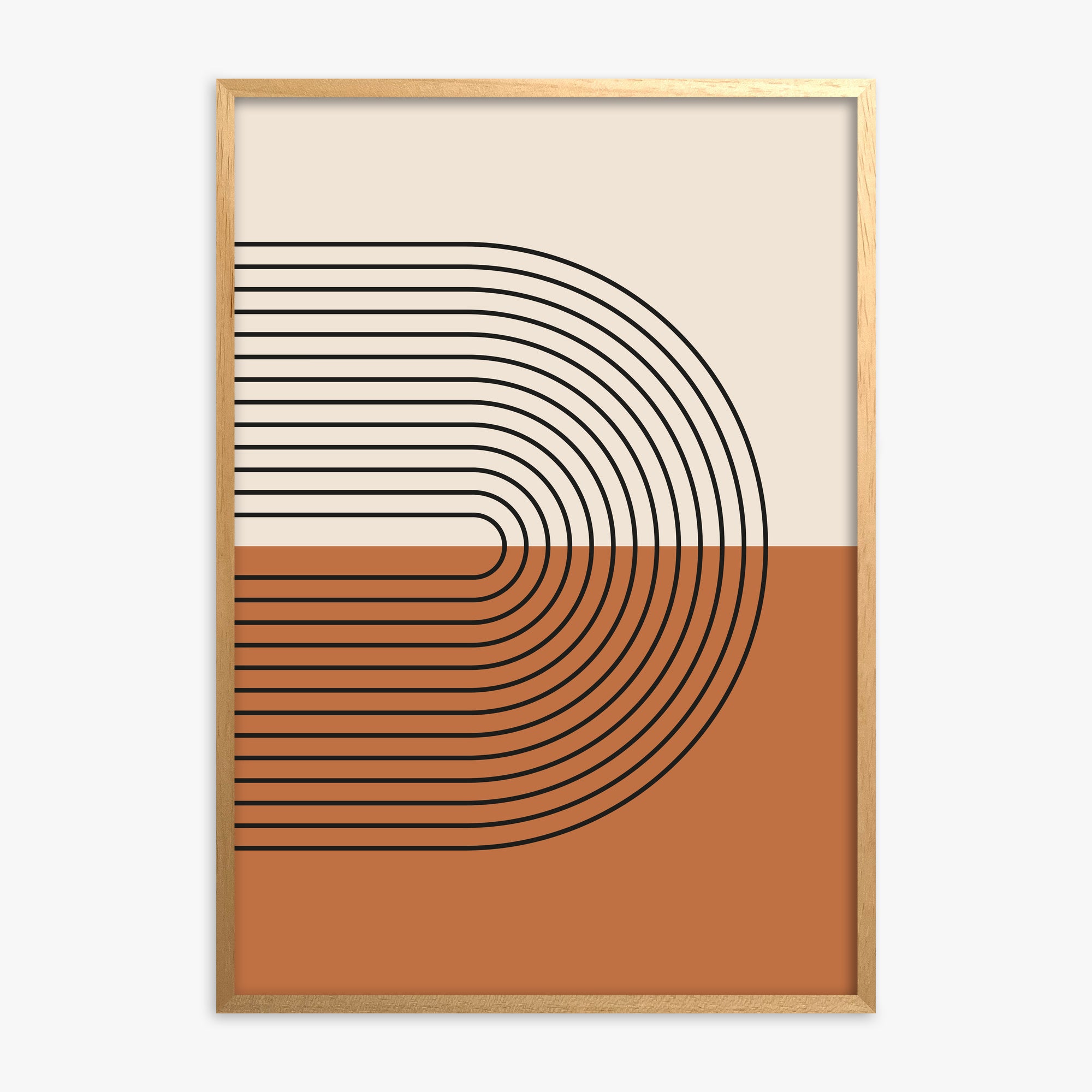 Terracotta Curves, Oak Framed Poster With Oak Frame