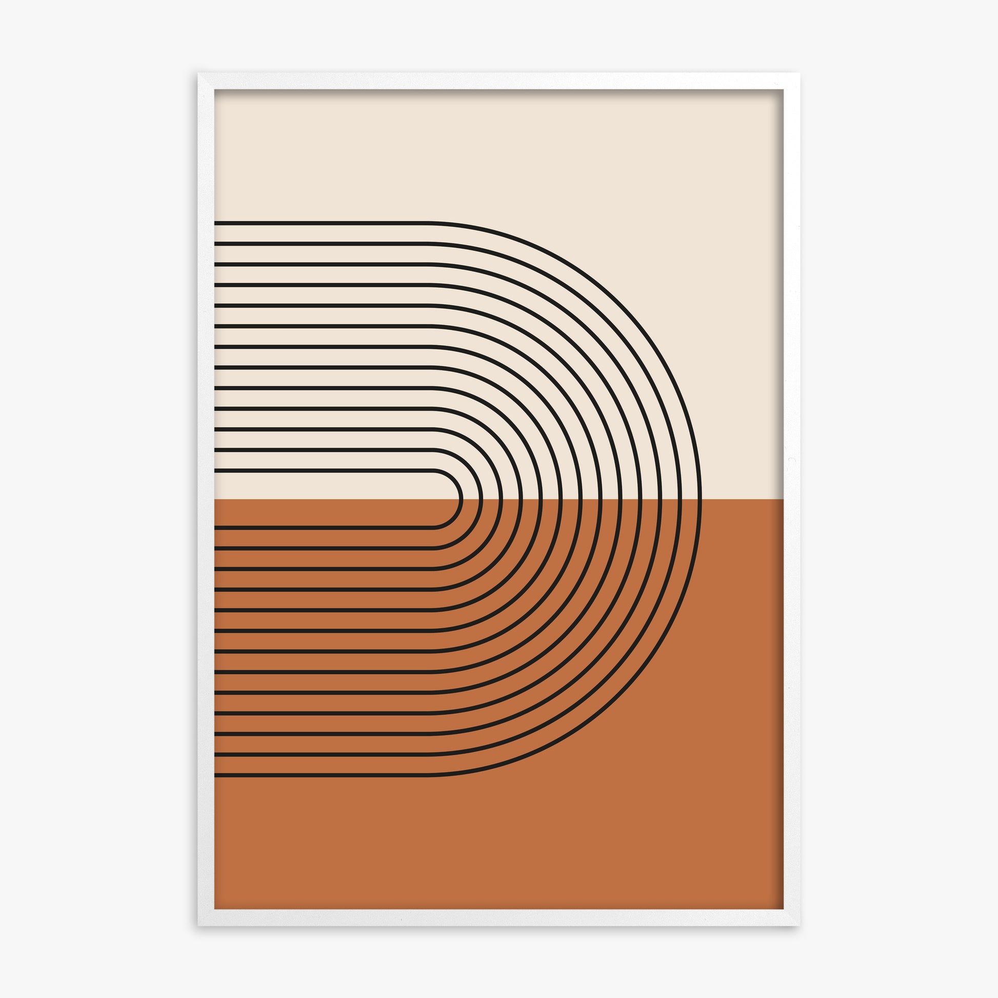 Terracotta Curves, White Framed Poster With White Frame