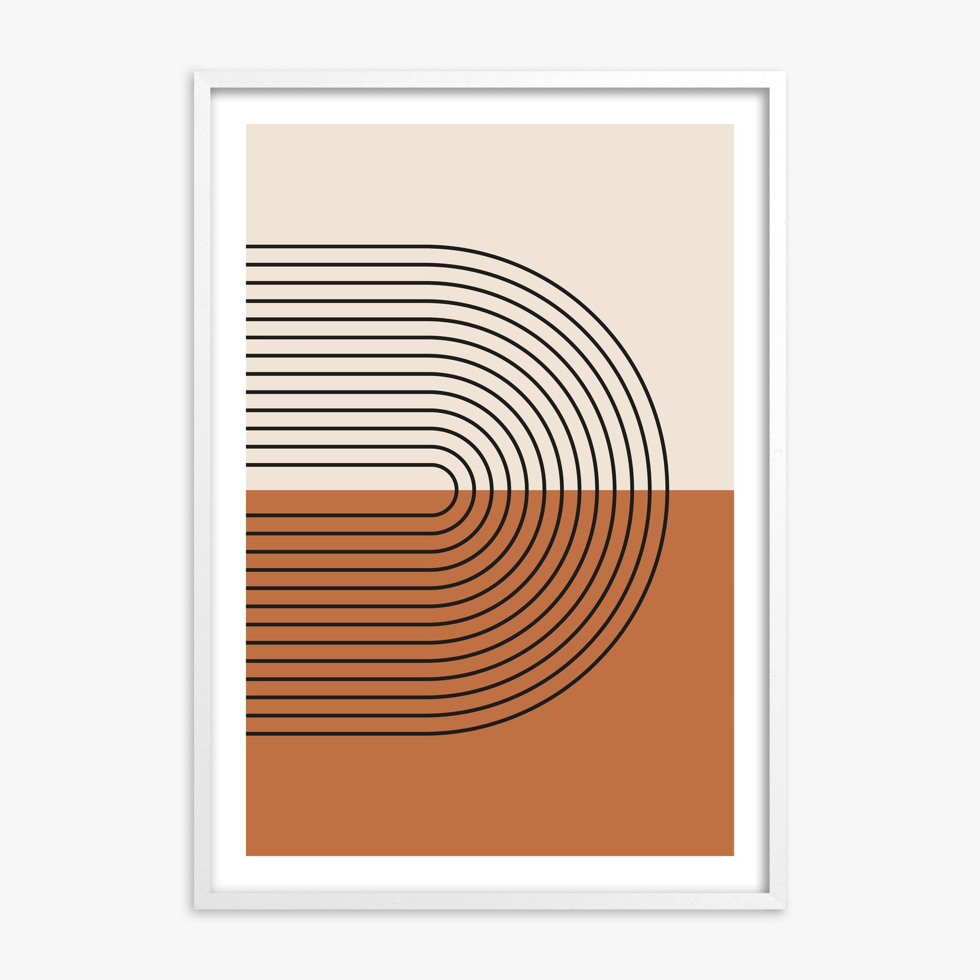 Terracotta Curves, White Framed Poster With White Frame