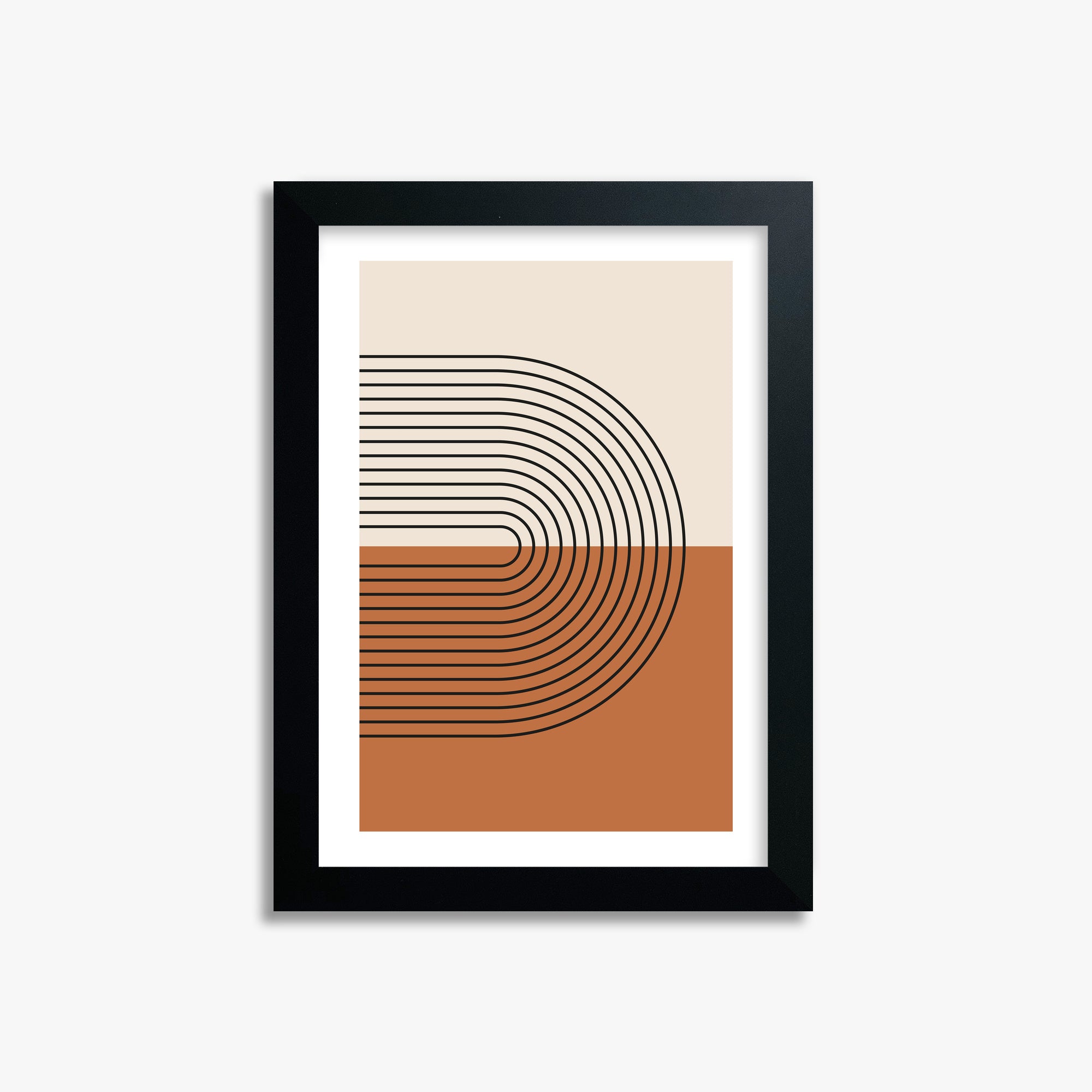 Terracotta Curves, 21x30cm Black Framed Art Reproduction