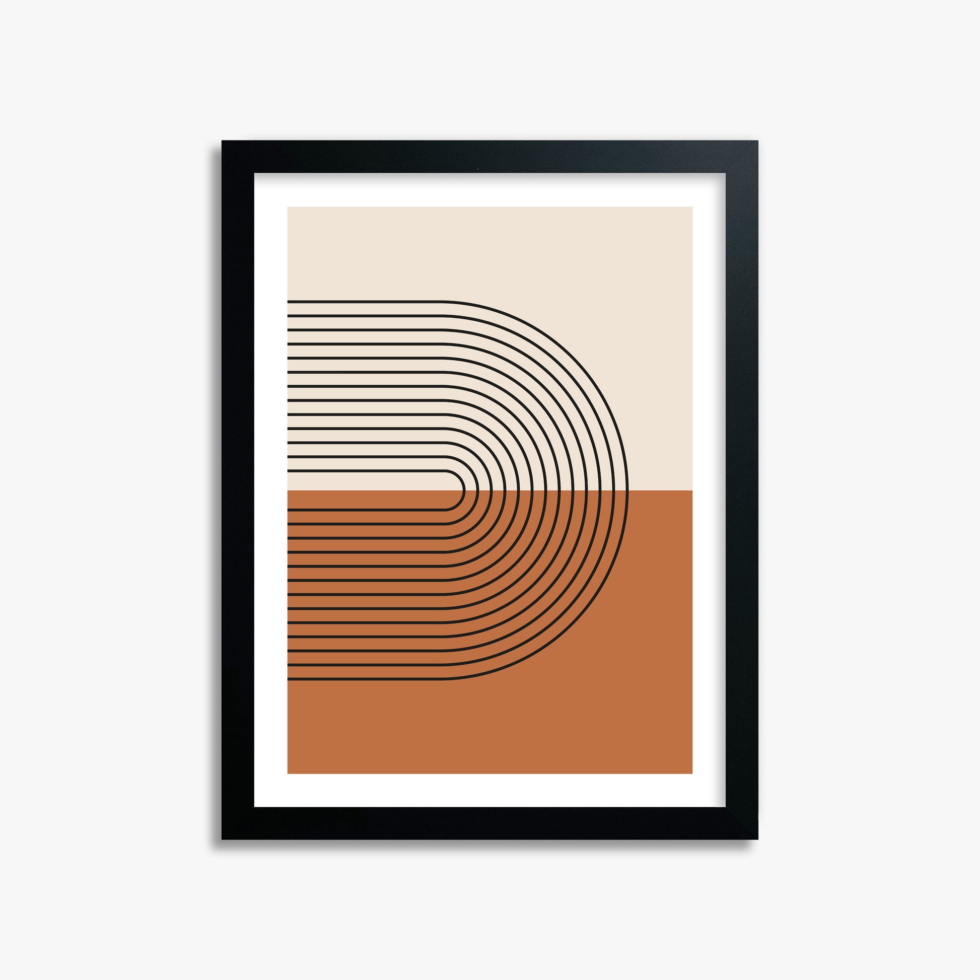 Terracotta Curves, 30x40cm Black Framed Art Reproduction