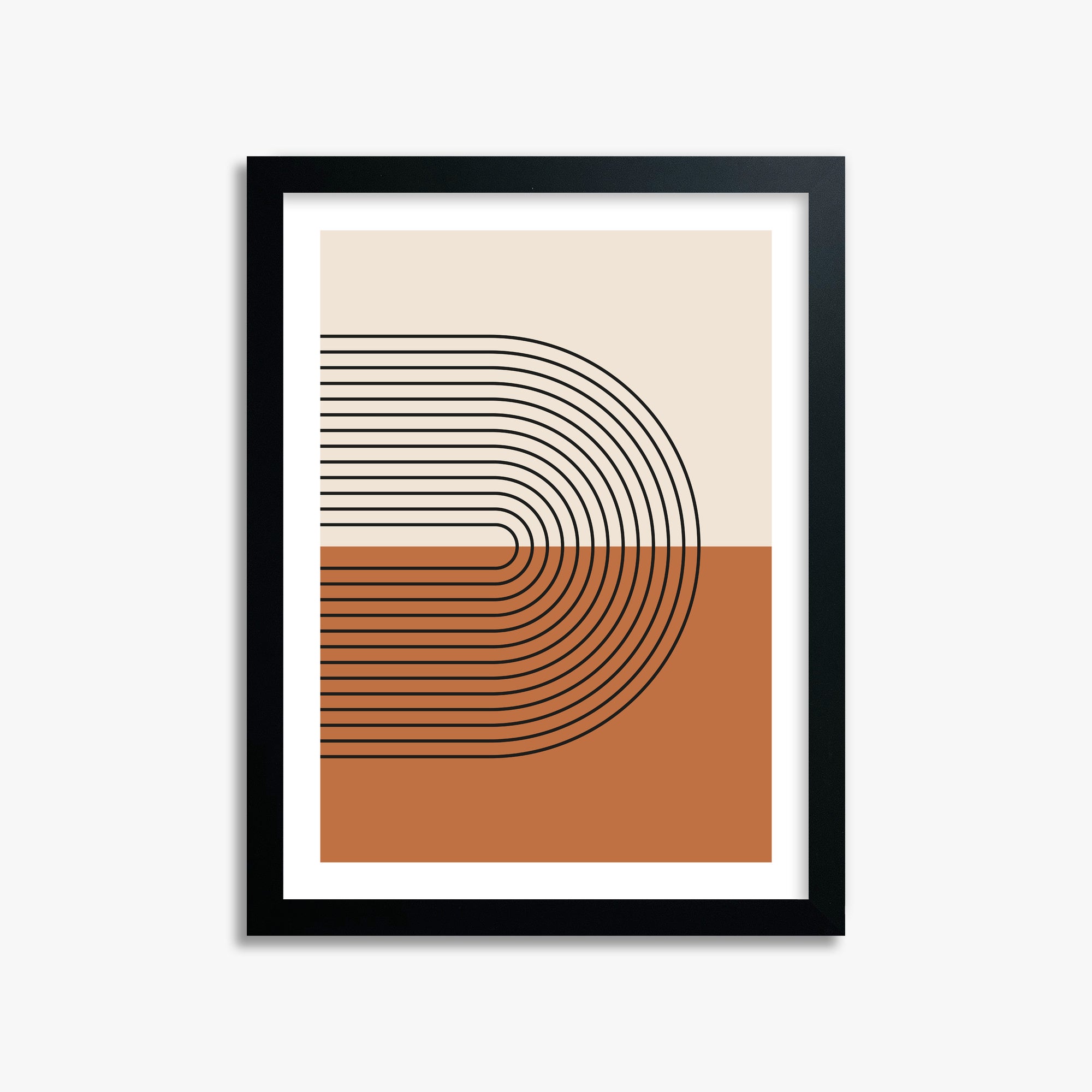 Terracotta Curves, 30x40cm Black Framed Art Reproduction