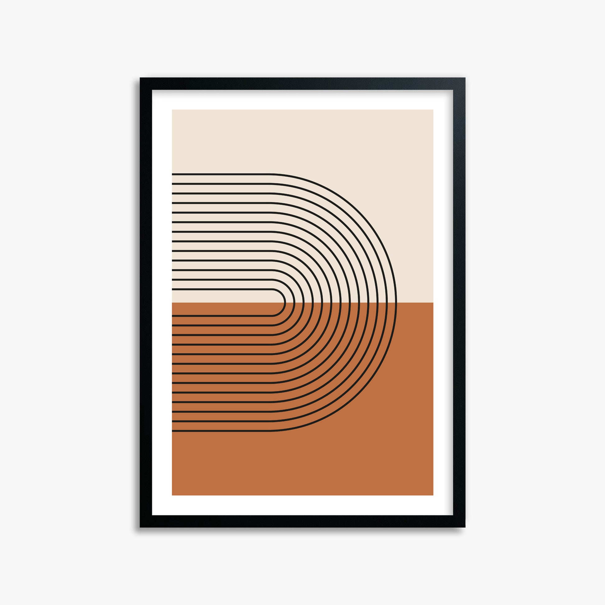 Terracotta Curves, 50x70cm Black Framed Art Reproduction