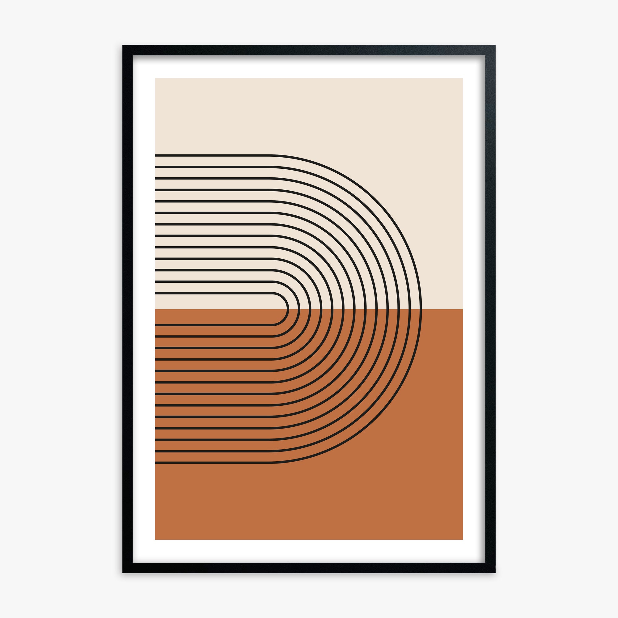 Terracotta Curves, 70x100cm Black Framed Art Reproduction