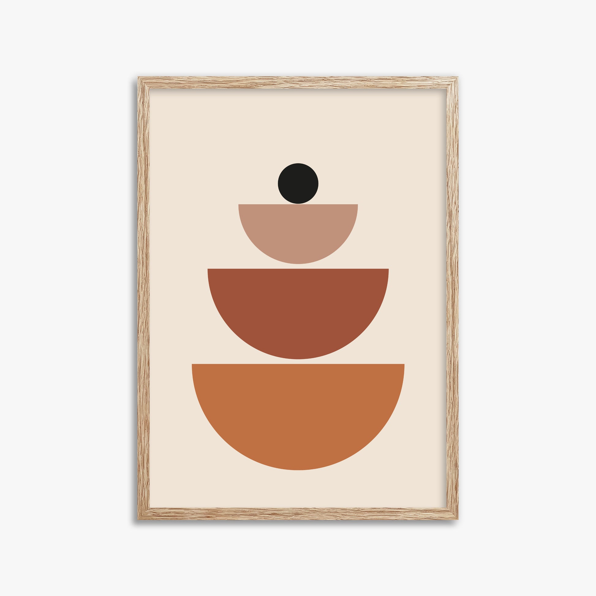 Terracotta Balance, 50x70cm Framed Art Reproduction With Raw Oak Frame