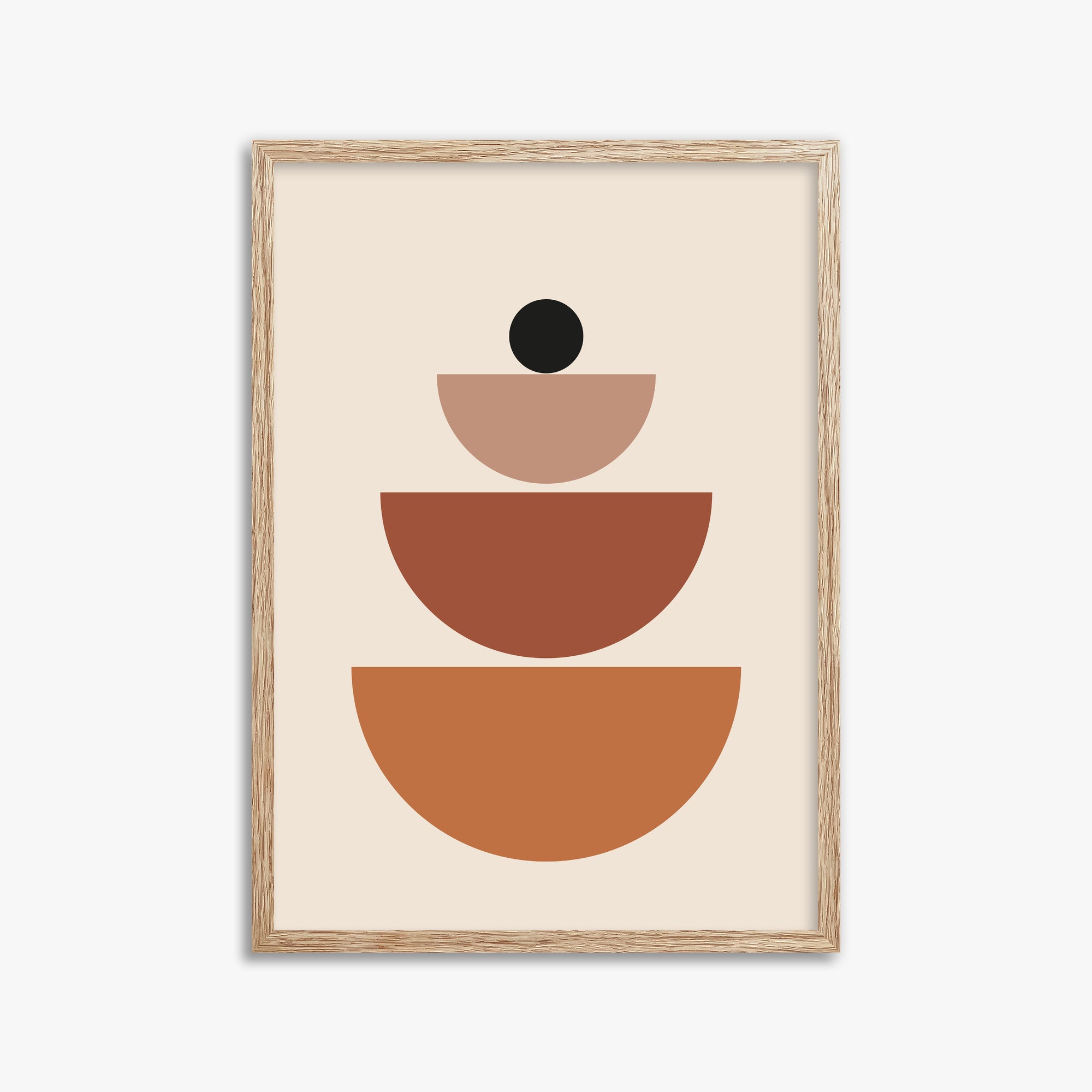 Terracotta Balance, 50x70cm Framed Art Reproduction With Raw Oak Frame