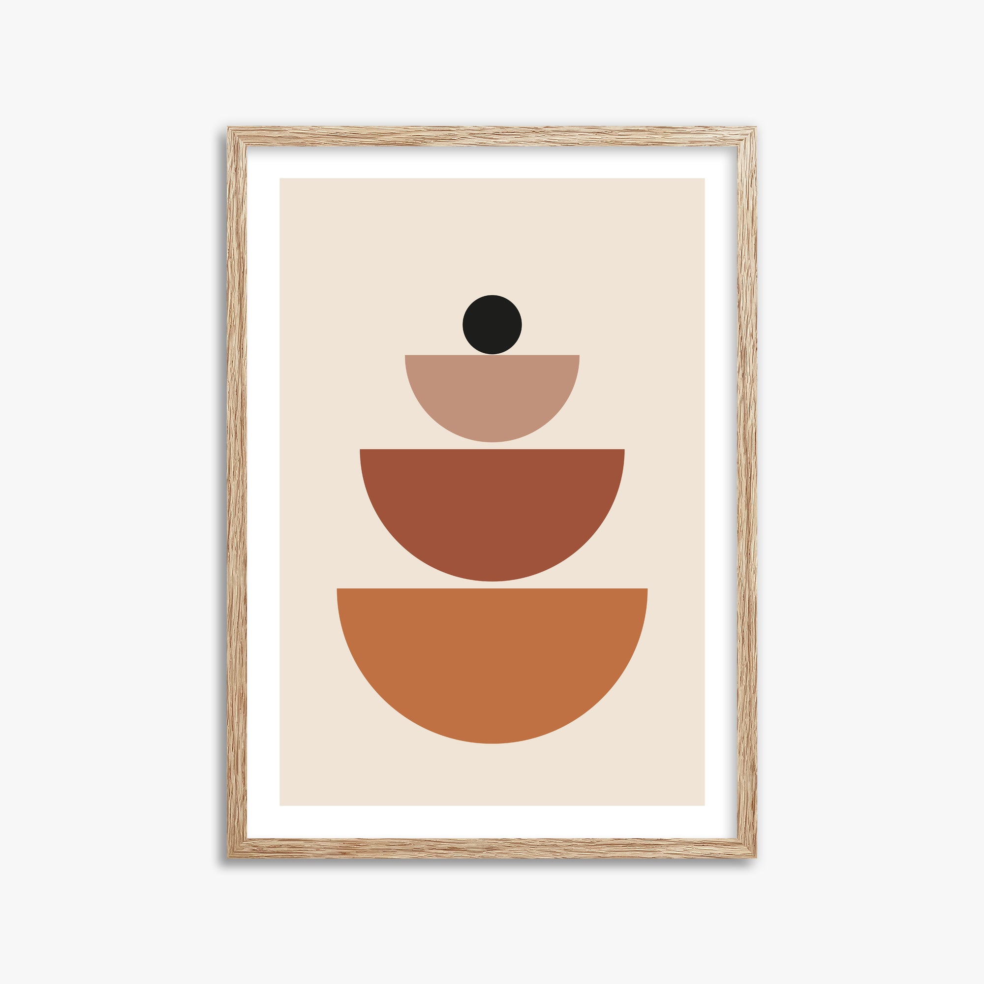 Terracotta Balance, 50x70cm Framed Art Reproduction With Raw Oak Frame