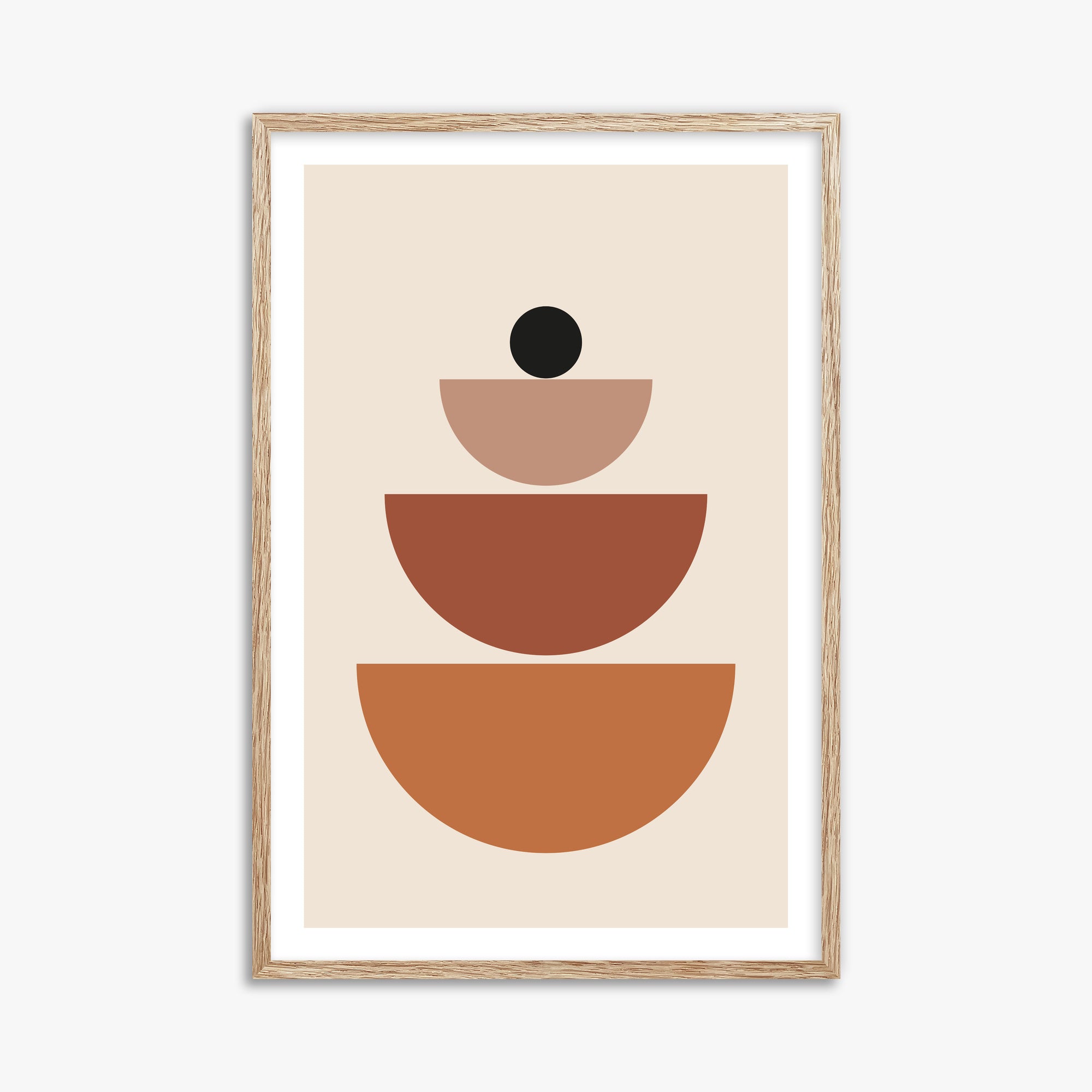 Terracotta Balance, 61x91cm Framed Art Reproduction With Raw Oak Frame