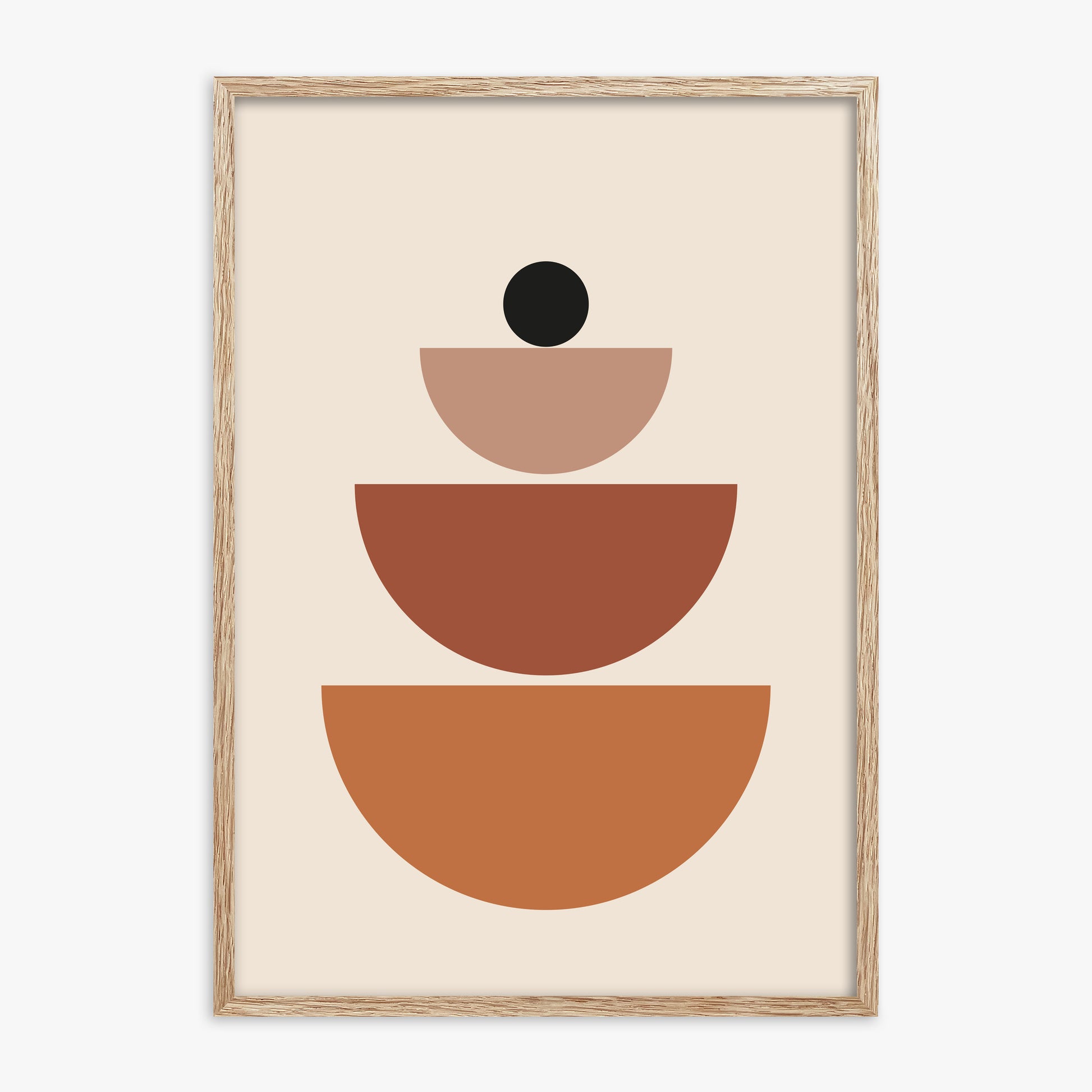 Terracotta Balance, 70x100cm Framed Art Reproduction With Raw Oak Frame