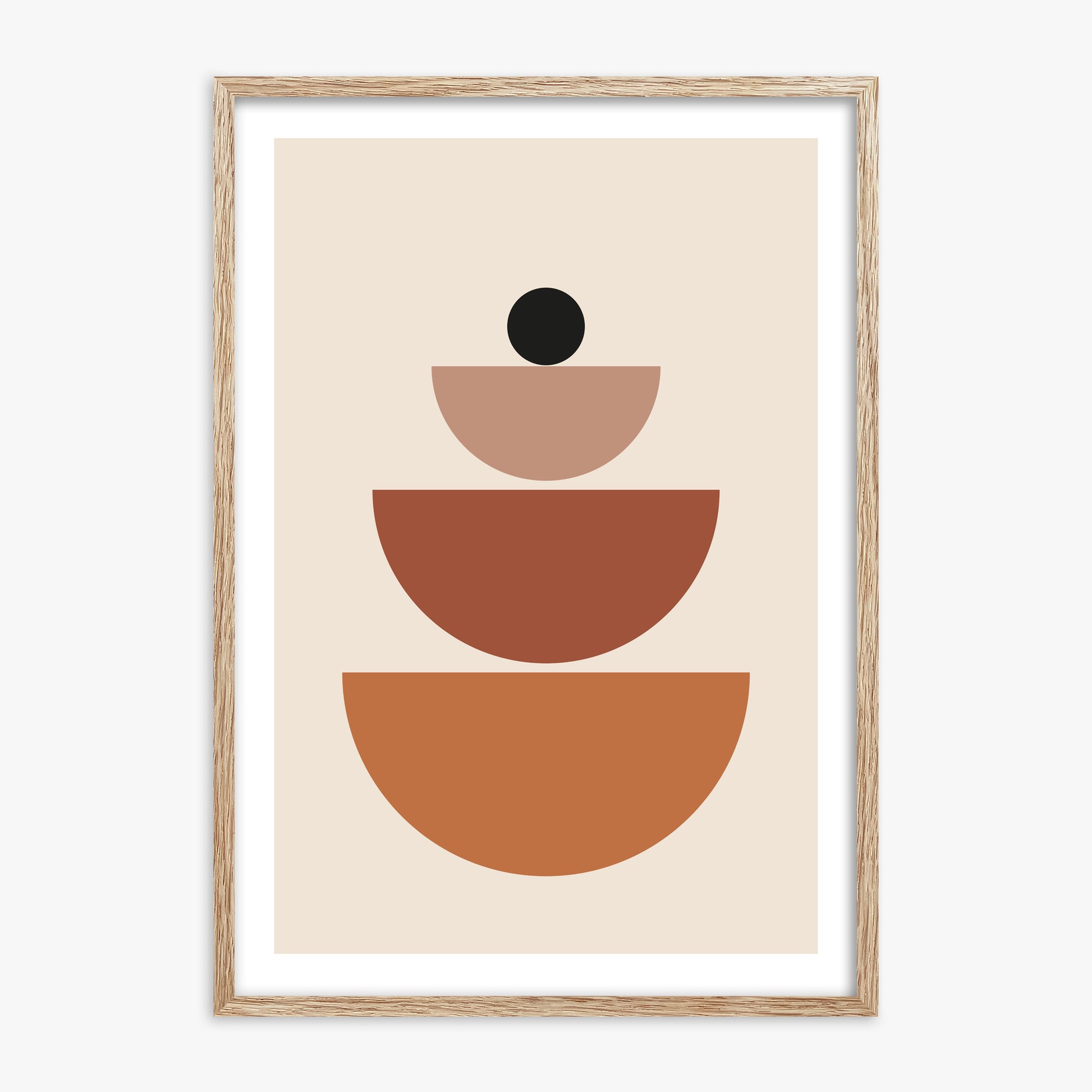 Terracotta Balance, 70x100cm Framed Art Reproduction With Raw Oak Frame