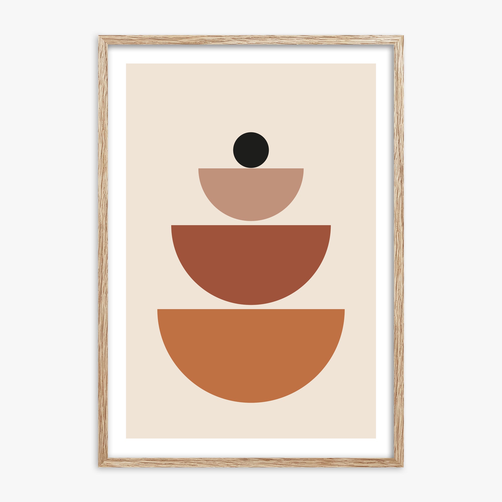 Terracotta Balance, 70x100cm Framed Art Reproduction With Raw Oak Frame