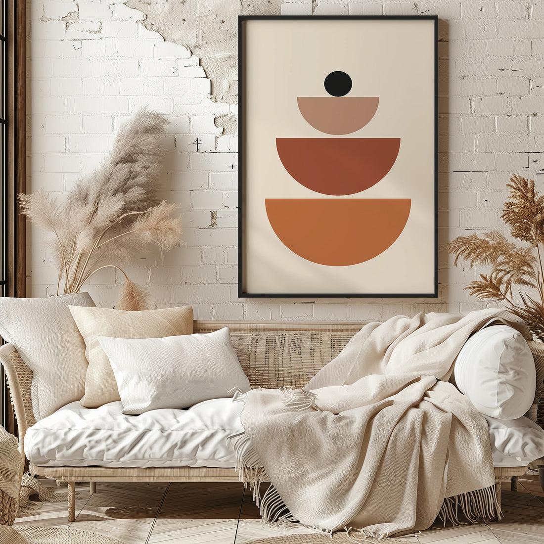 Terracotta Balance, 50x70cm Framed Poster With Black Frame