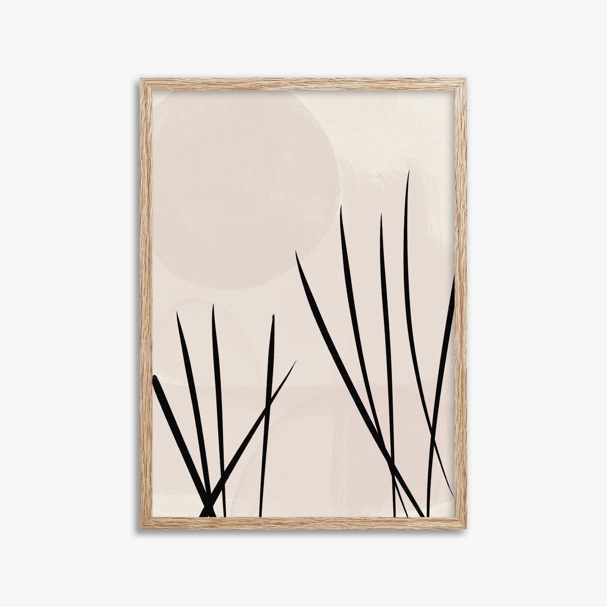 Zen Garden Whispers, 50x70cm Framed Art Reproduction With Raw Oak Frame