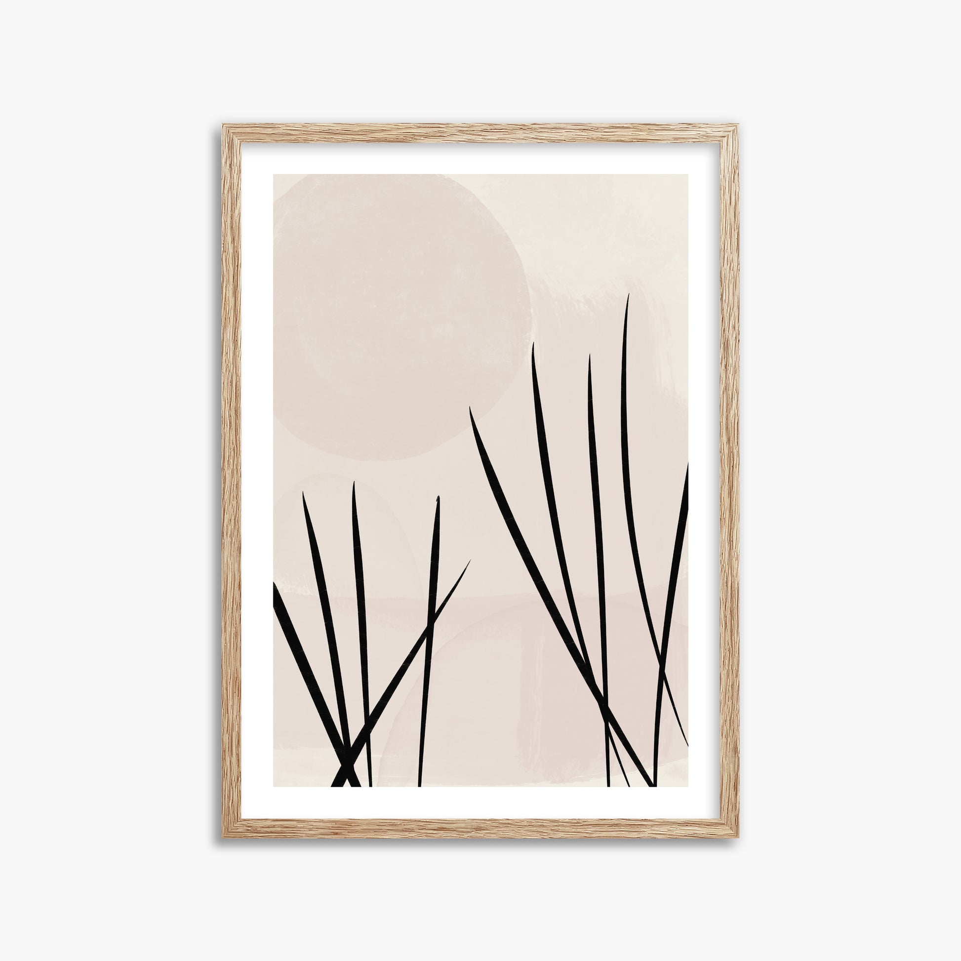 Zen Garden Whispers, 50x70cm Framed Art Reproduction With Raw Oak Frame