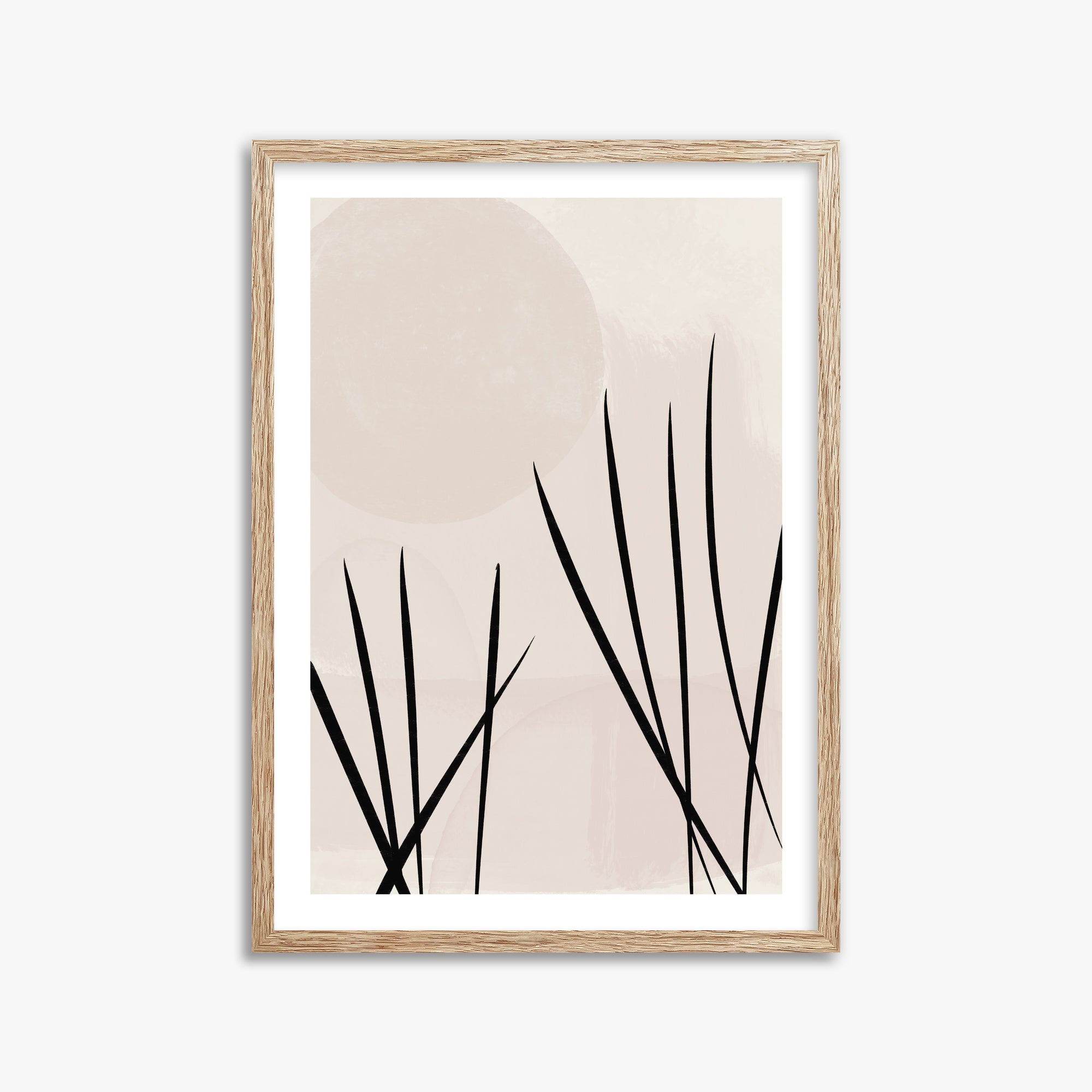 Zen Garden Whispers, 50x70cm Framed Art Reproduction With Raw Oak Frame