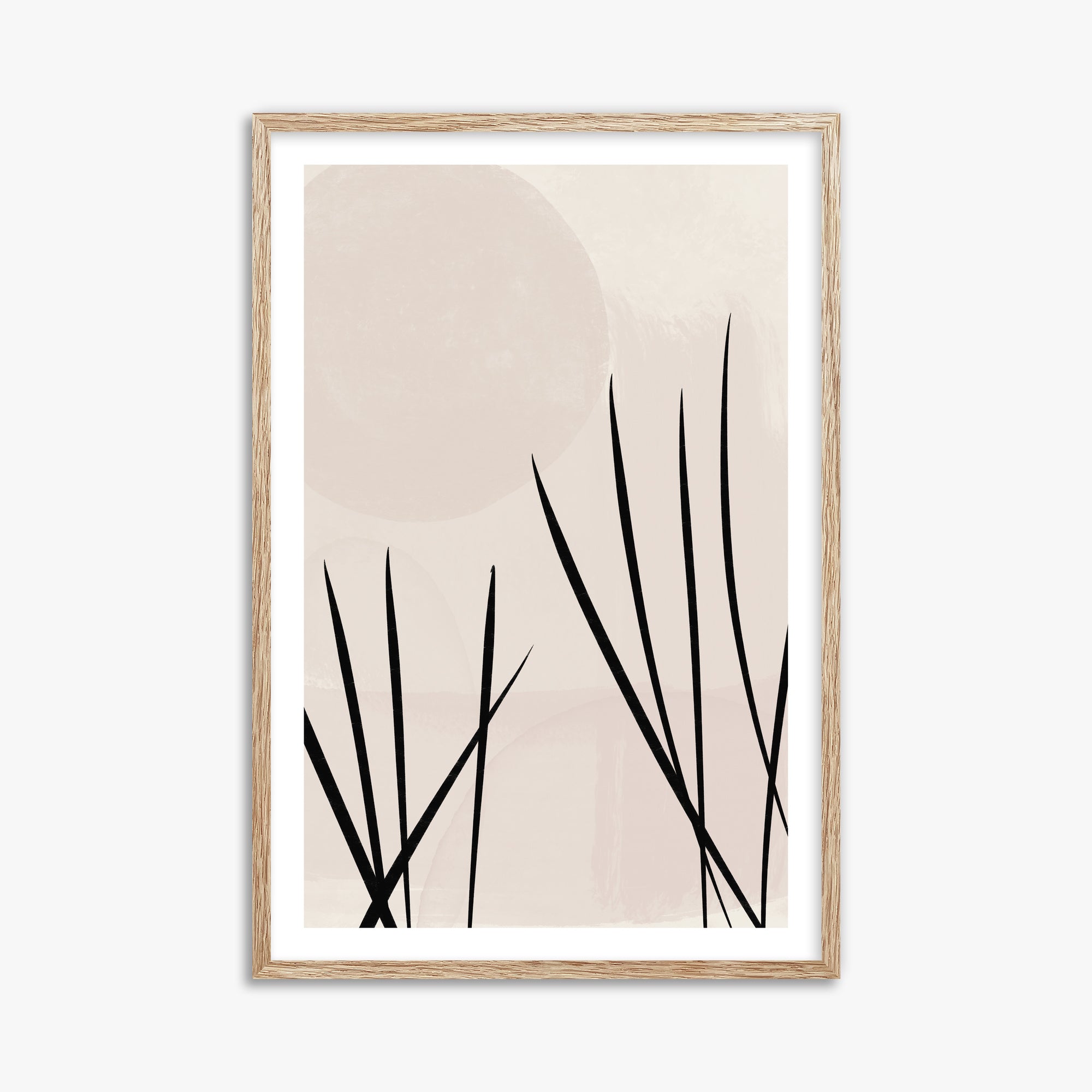 Zen Garden Whispers, 61x91cm Framed Art Reproduction With Raw Oak Frame