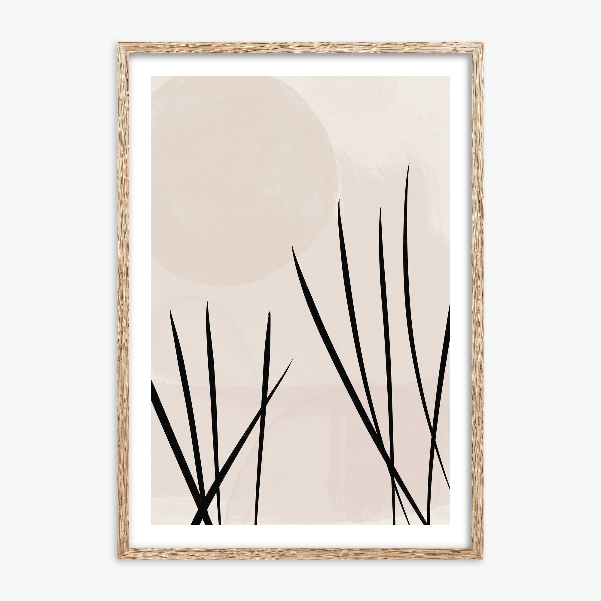 Zen Garden Whispers, 70x100cm Framed Art Reproduction With Raw Oak Frame