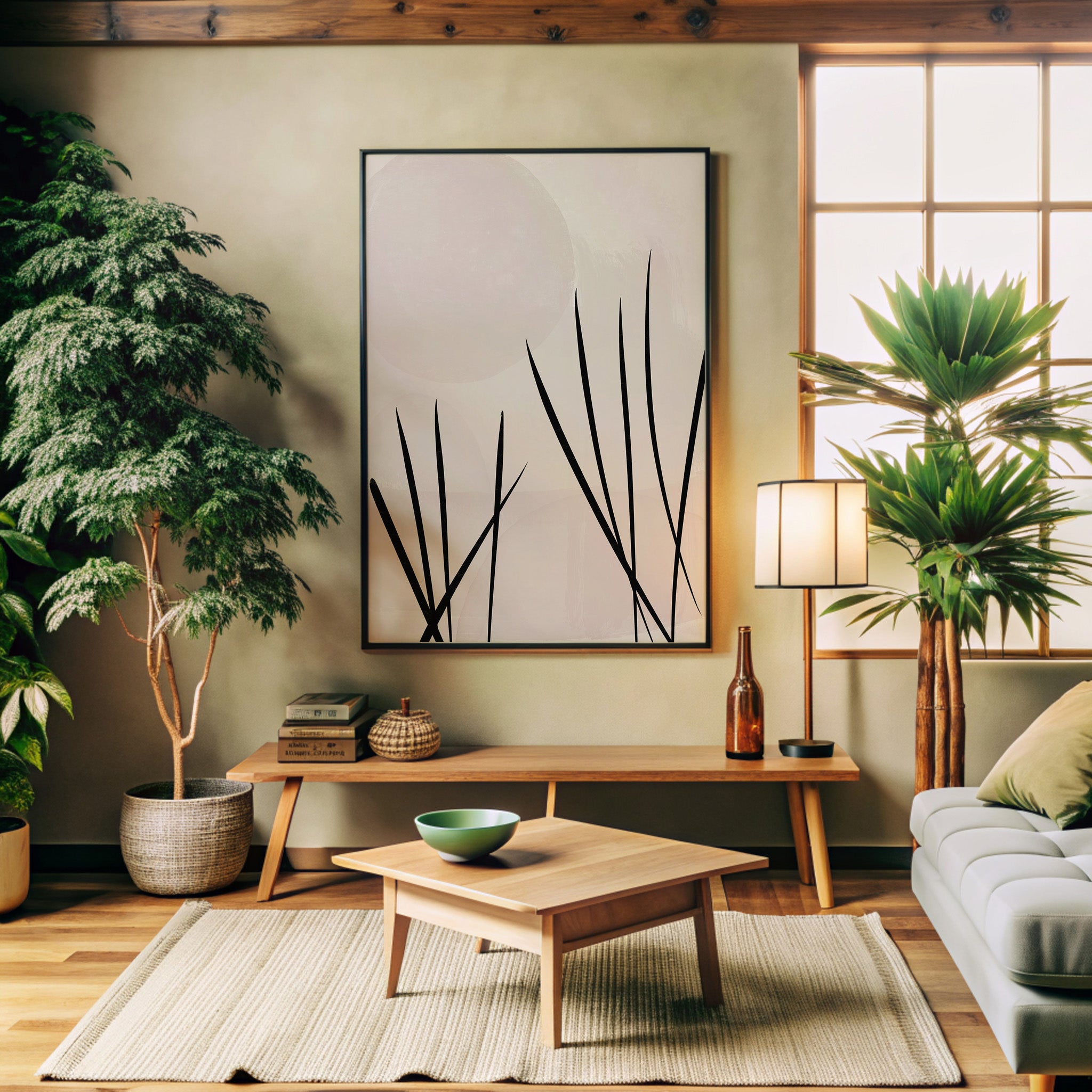 Zen Garden Whispers – Ink Brush Abstract Print | Japandi Wall Art