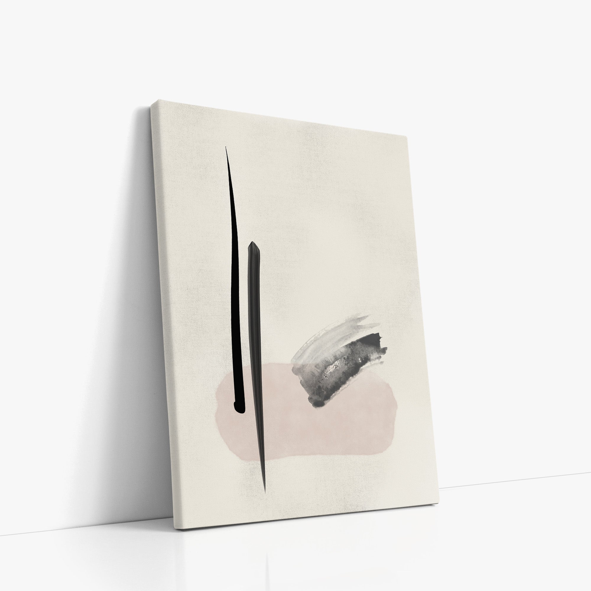 Zen Brushstroke Balance, Minimalist Abstract Framed Wall Art Print - Framed Poster from Japandi Art