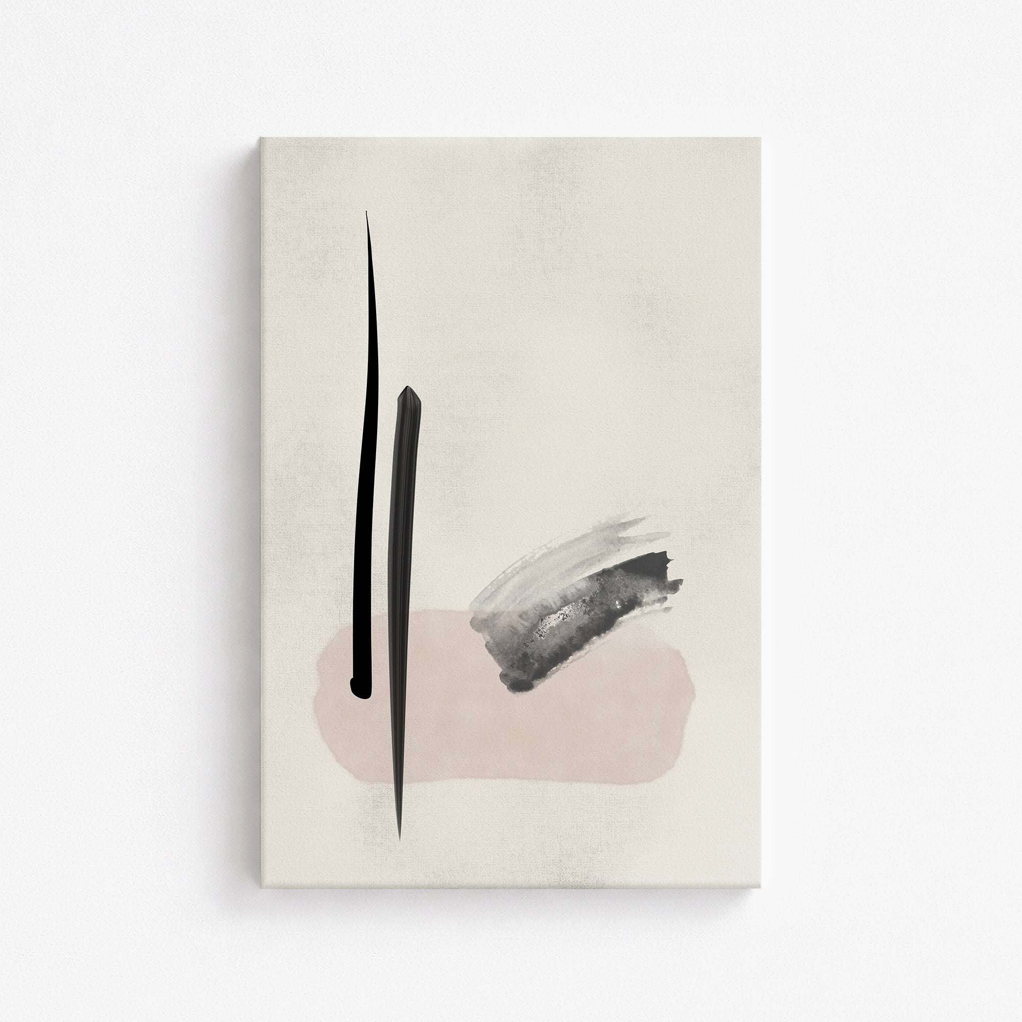 Zen Brushstroke Balance, Minimalist Abstract Framed Wall Art Print - Framed Poster from Japandi Art