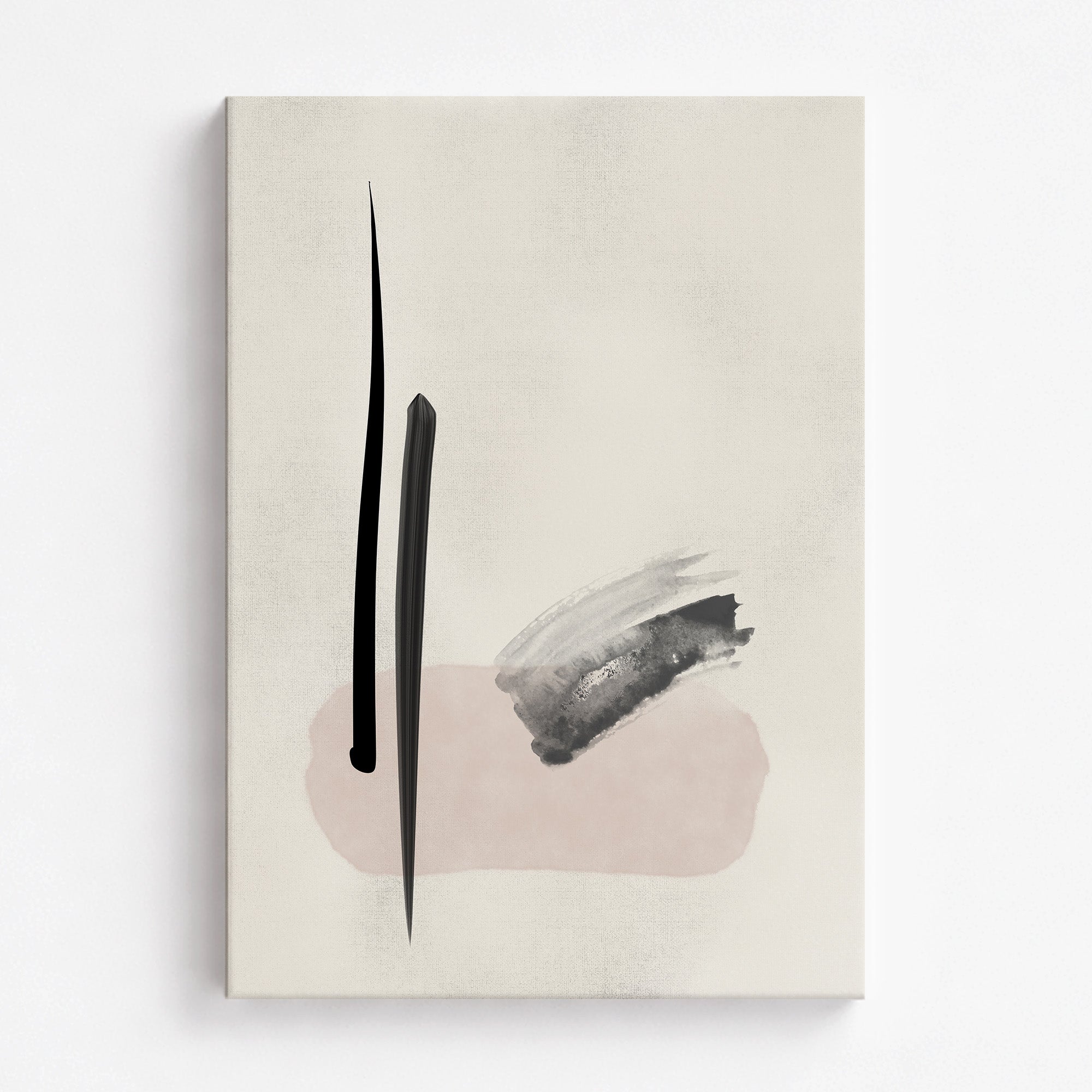 Zen Brushstroke Balance, Minimalist Abstract Framed Wall Art Print - Framed Poster from Japandi Art