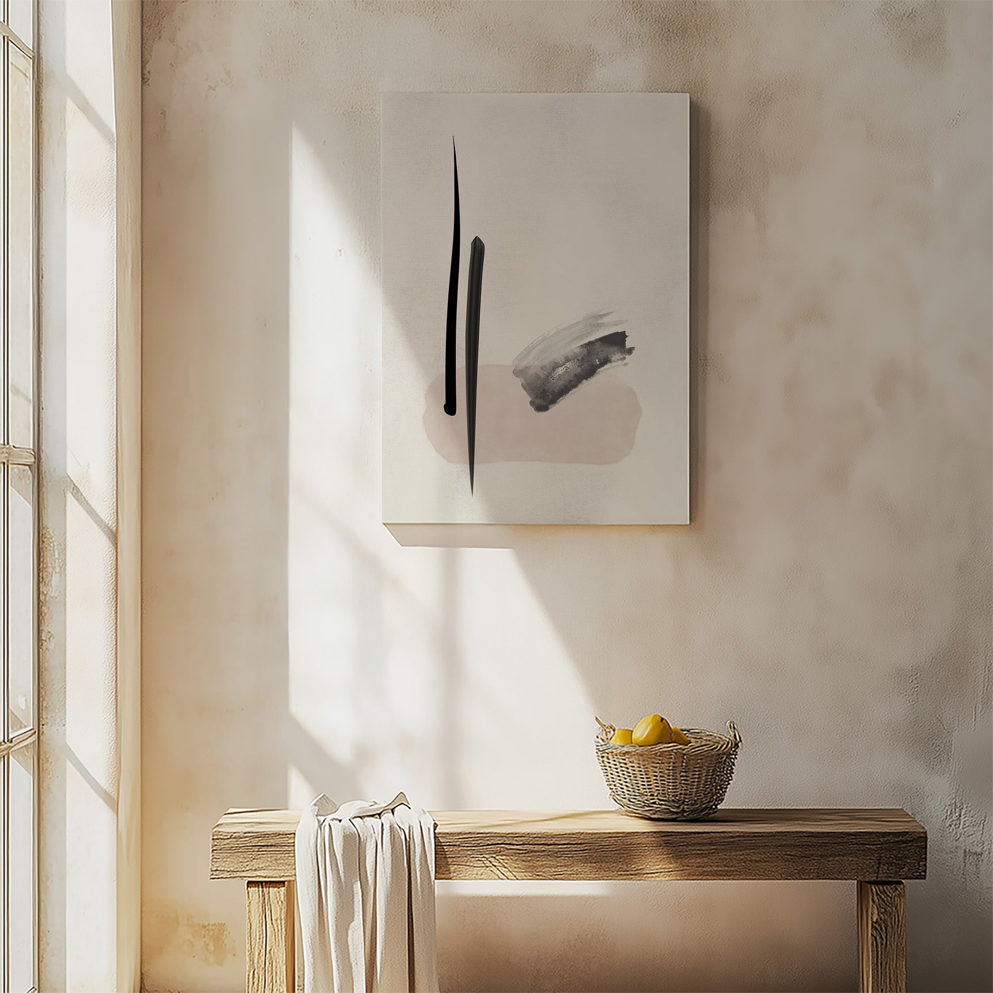 Zen Brushstroke Balance, Minimalist Abstract Framed Wall Art Print - Framed Poster from Japandi Art