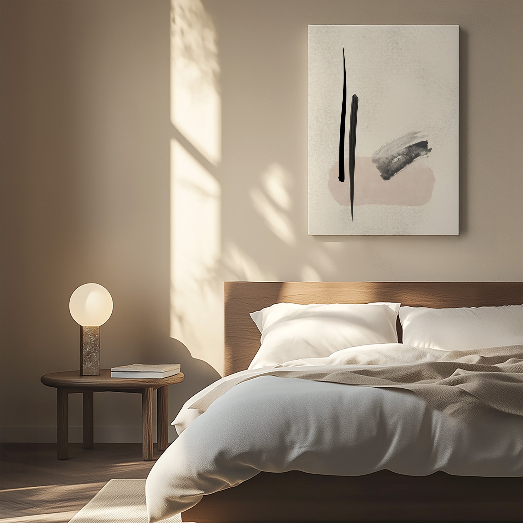 Zen Brushstroke Balance, Minimalist Abstract Framed Wall Art Print - Framed Poster from Japandi Art