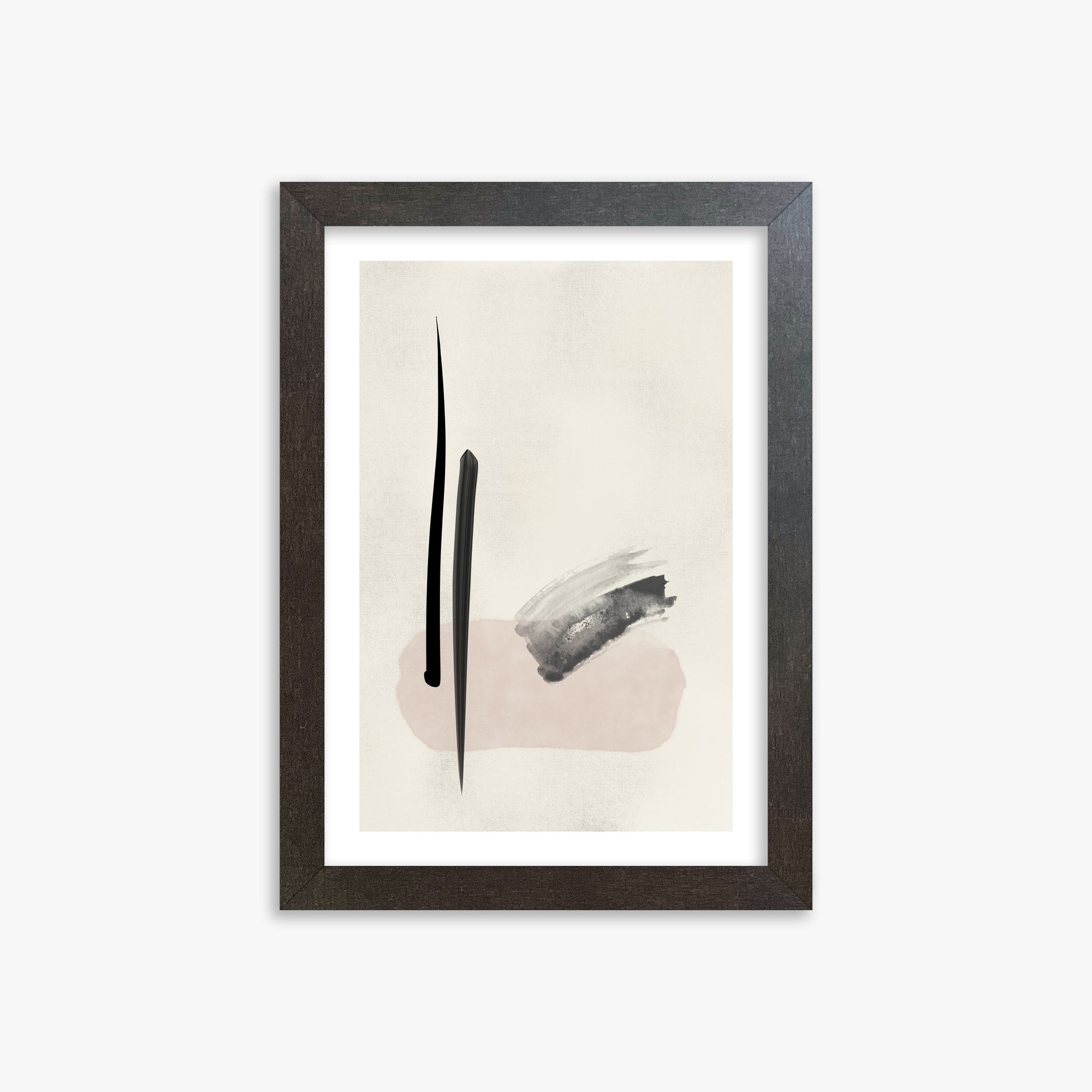 Zen Brushstroke Balance, 21x30cm Framed Art Reproduction With Espresso Frame