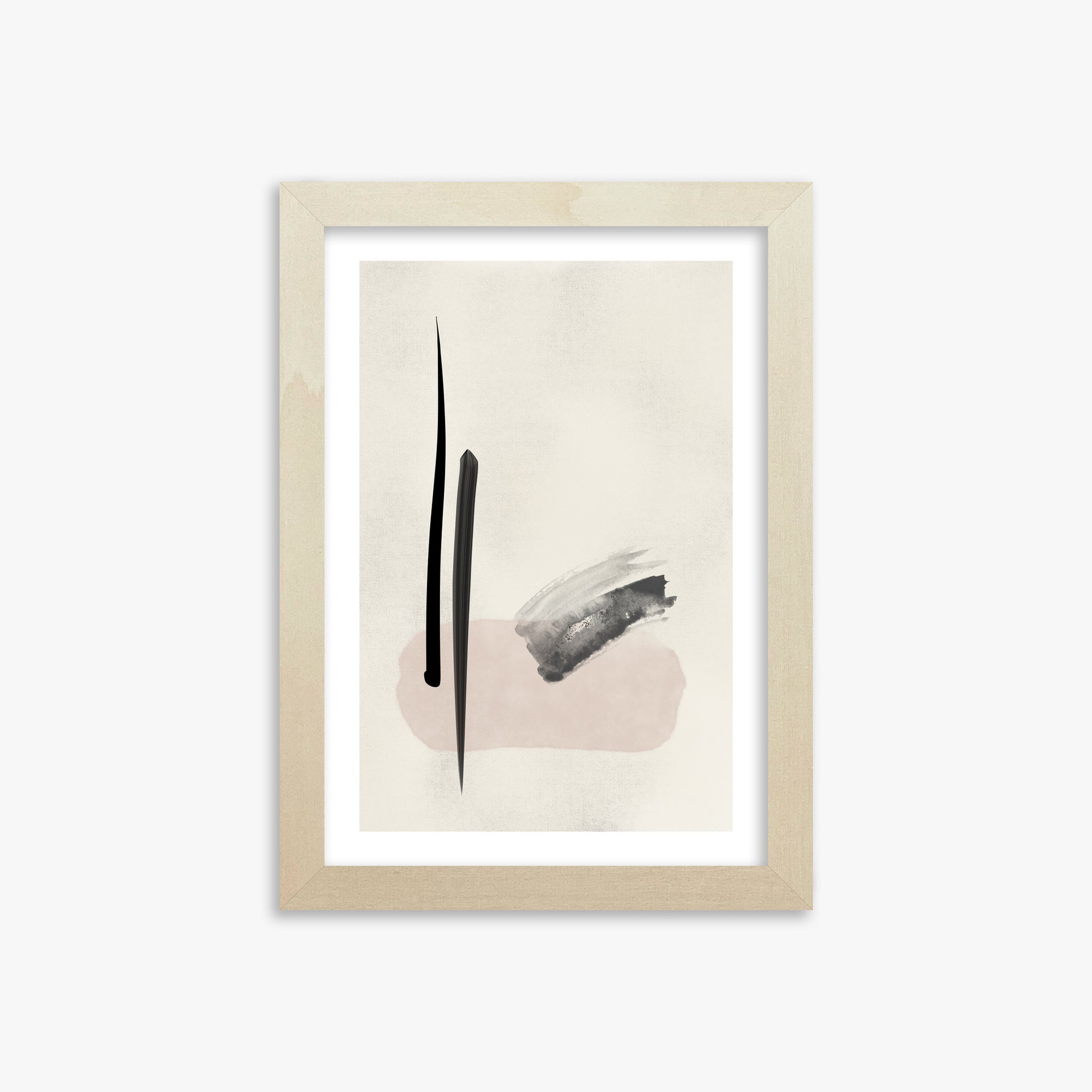 Zen Brushstroke Balance, 21x30cm Framed Art Reproduction With Lime Wood Frame
