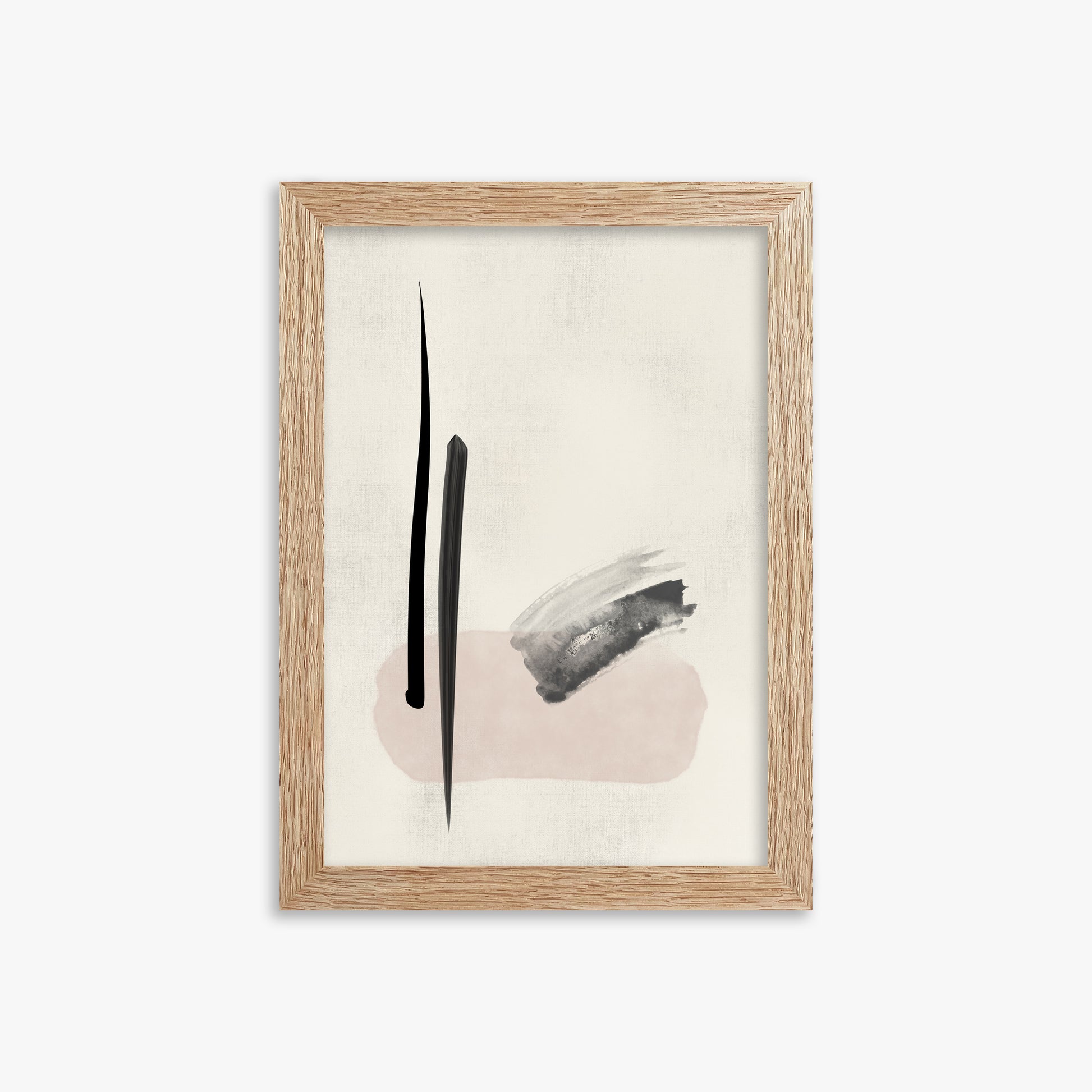Zen Brushstroke Balance, 21x30cm Framed Art Reproduction With Raw Oak Frame
