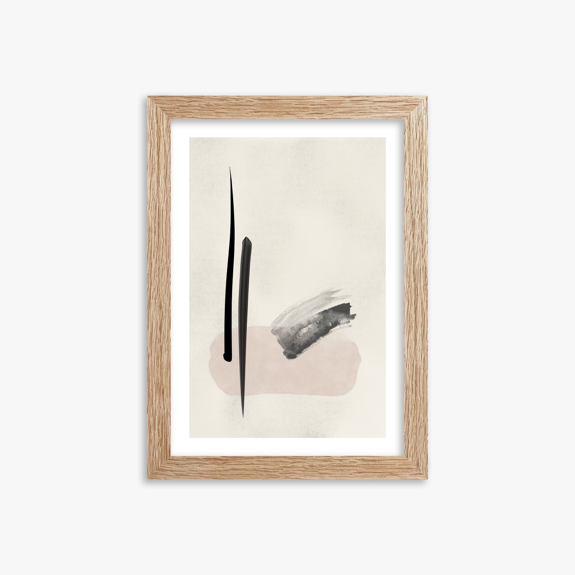 Zen Brushstroke Balance, 21x30cm Framed Art Reproduction With Raw Oak Frame