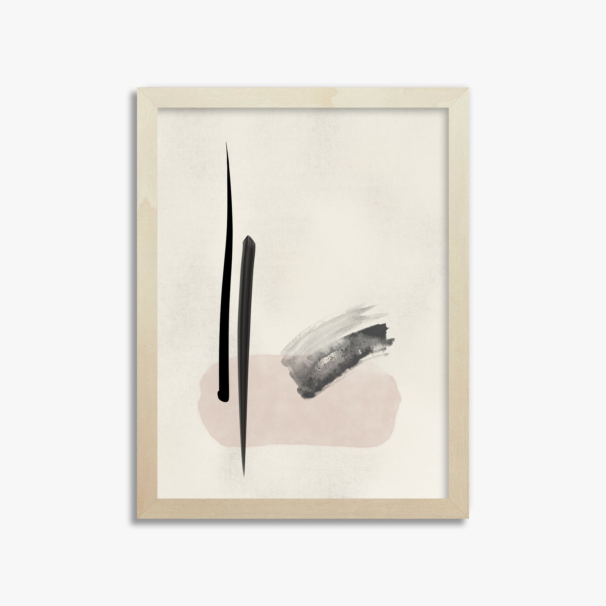 Zen Brushstroke Balance, 30x40cm Framed Art Reproduction With Lime Wood Frame