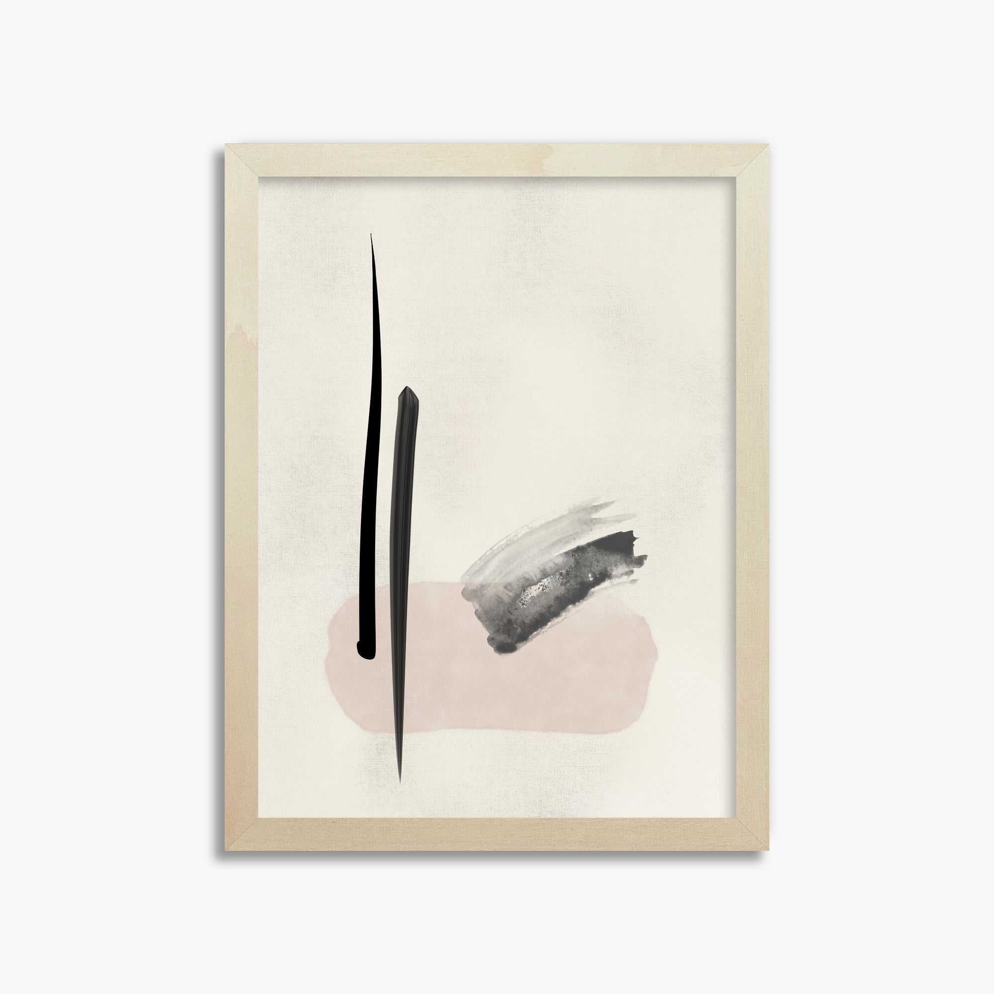 Zen Brushstroke Balance, 30x40cm Framed Art Reproduction With Lime Wood Frame