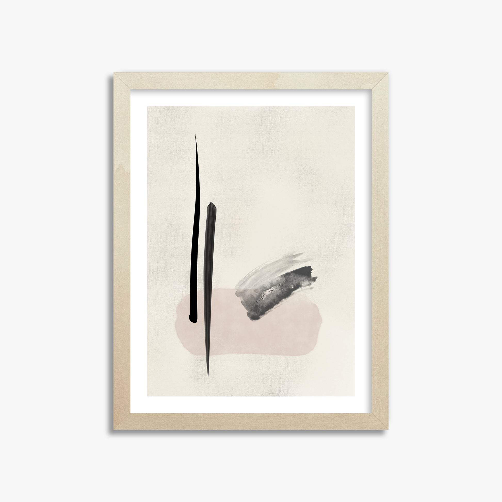 Zen Brushstroke Balance, 30x40cm Framed Art Reproduction With Lime Wood Frame