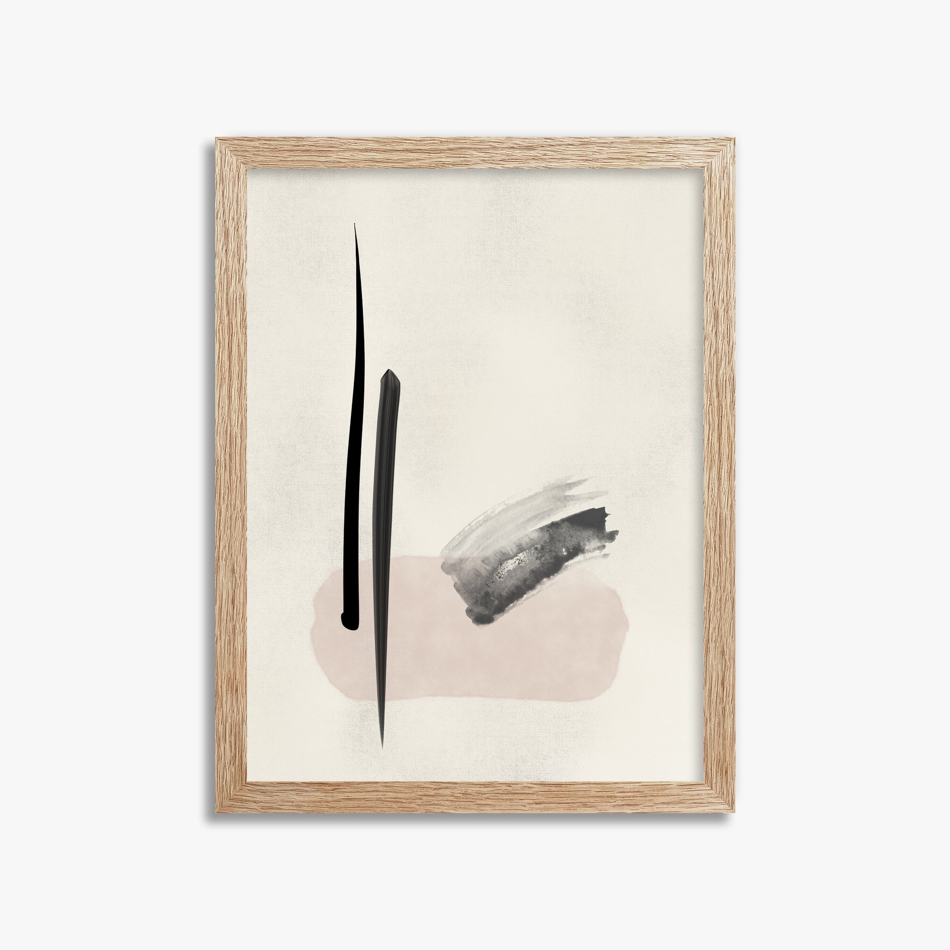 Zen Brushstroke Balance, 30x40cm Framed Art Reproduction With Raw Oak Frame