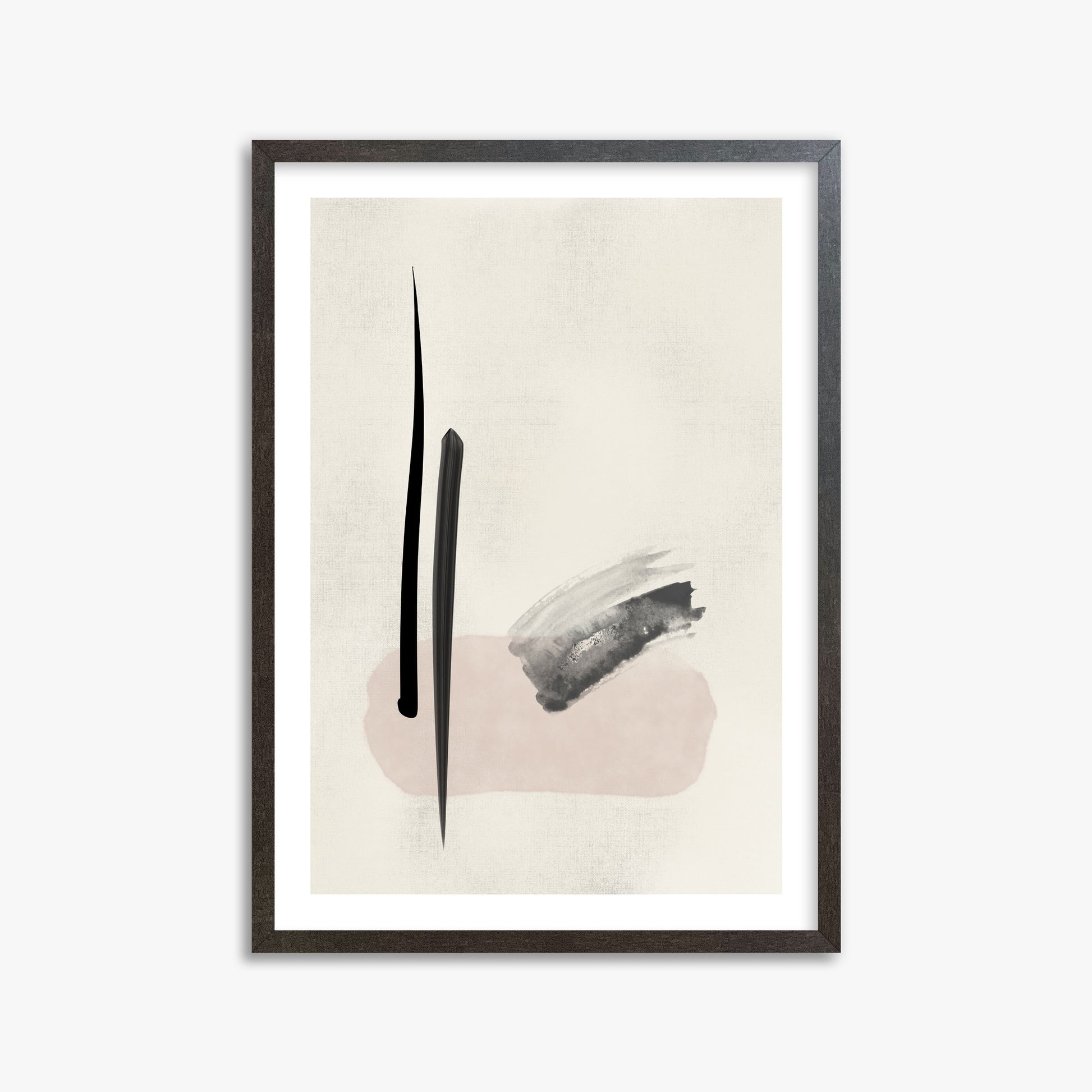 Zen Brushstroke Balance, 50x70cm Framed Art Reproduction With Espresso Frame