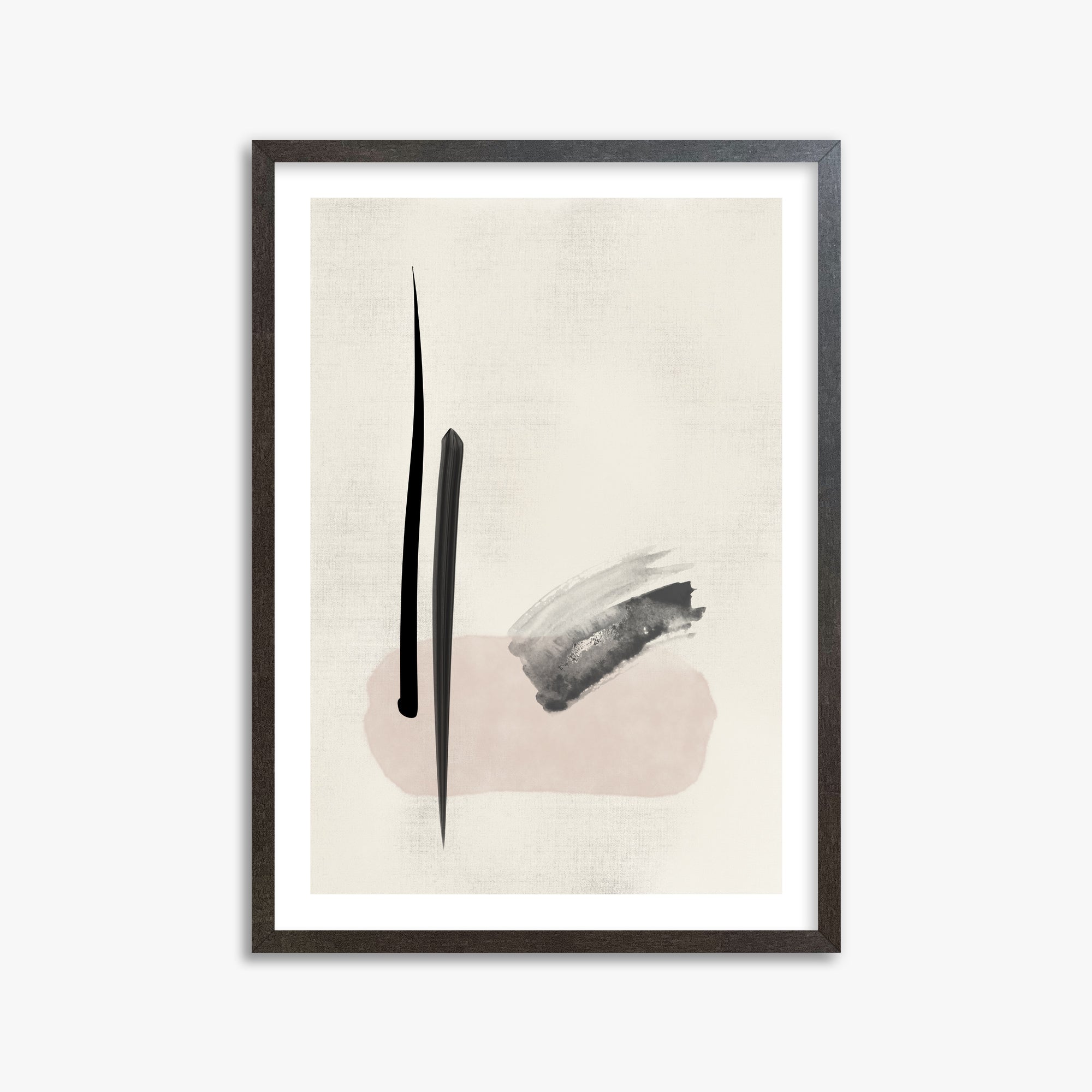 Zen Brushstroke Balance, 50x70cm Framed Art Reproduction With Espresso Frame