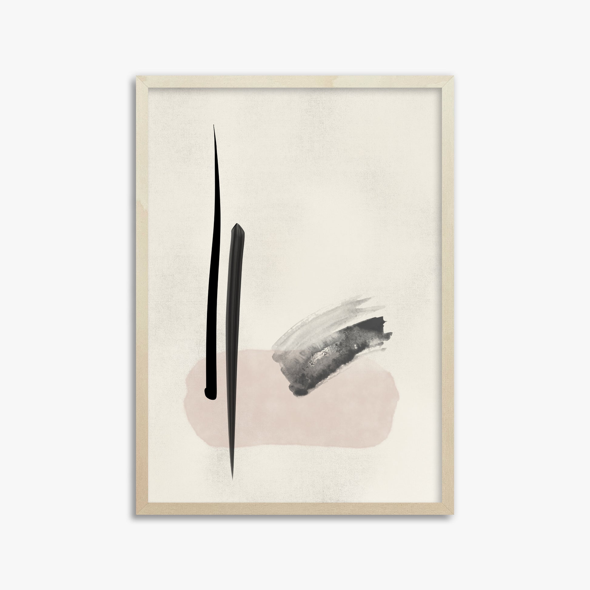 Zen Brushstroke Balance, 50x70cm Framed Art Reproduction With Lime Wood Frame