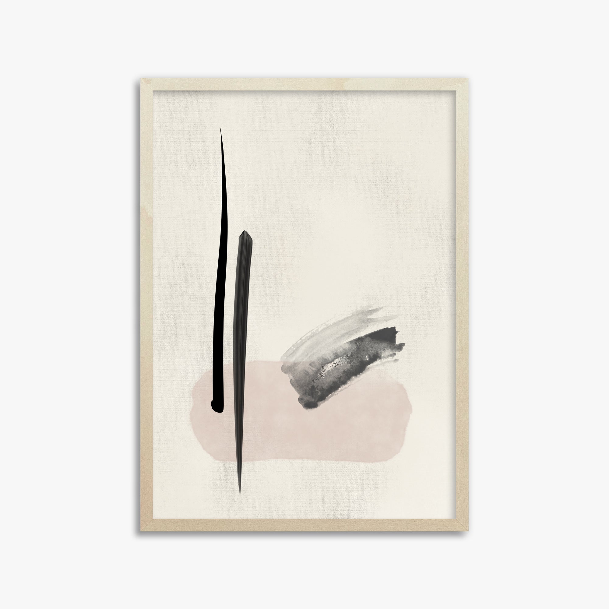 Zen Brushstroke Balance, 50x70cm Framed Art Reproduction With Lime Wood Frame