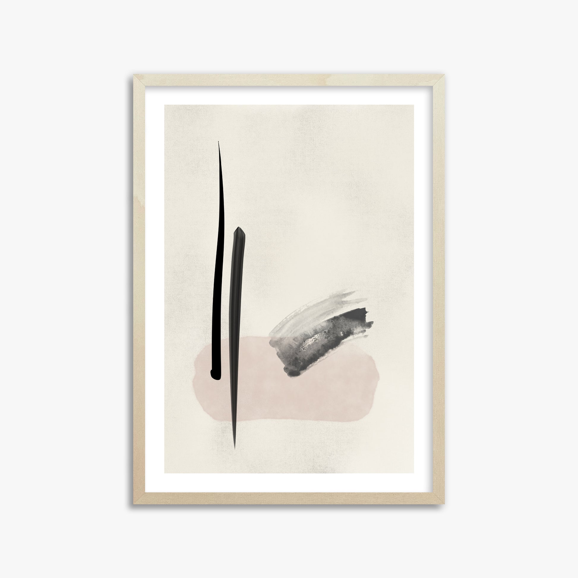 Zen Brushstroke Balance, 50x70cm Framed Art Reproduction With Lime Wood Frame