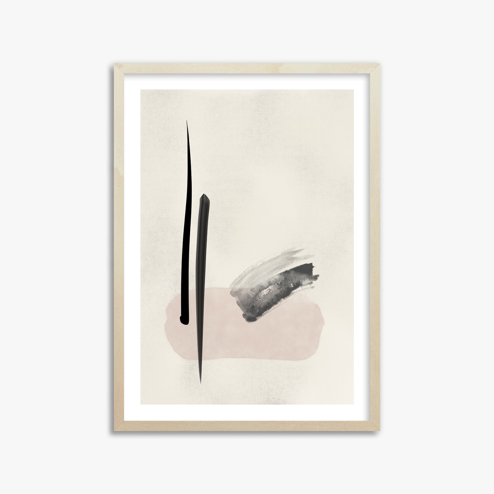 Zen Brushstroke Balance, 50x70cm Framed Art Reproduction With Lime Wood Frame