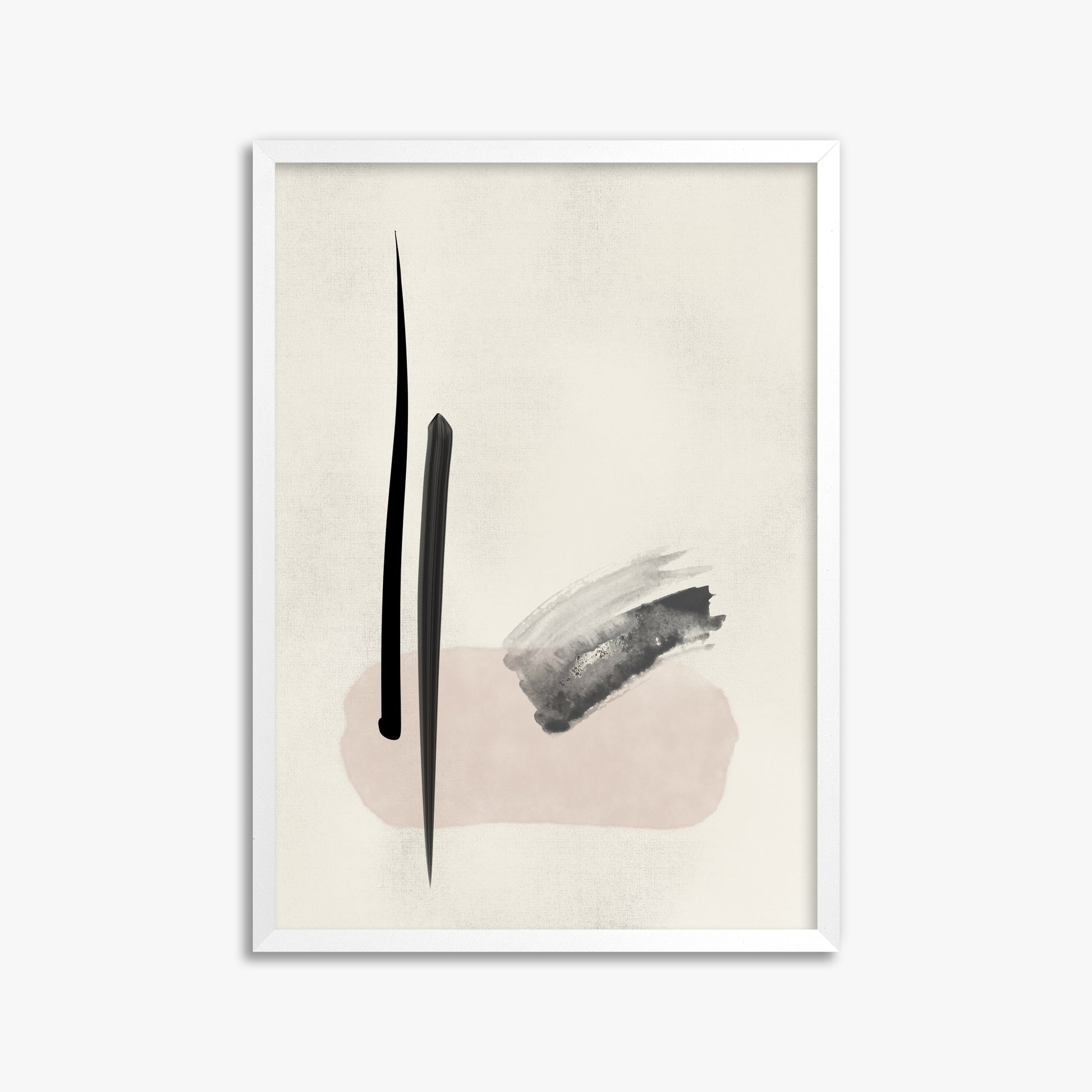 Zen Brushstroke Balance, 50x70cm Framed Poster With White Frame