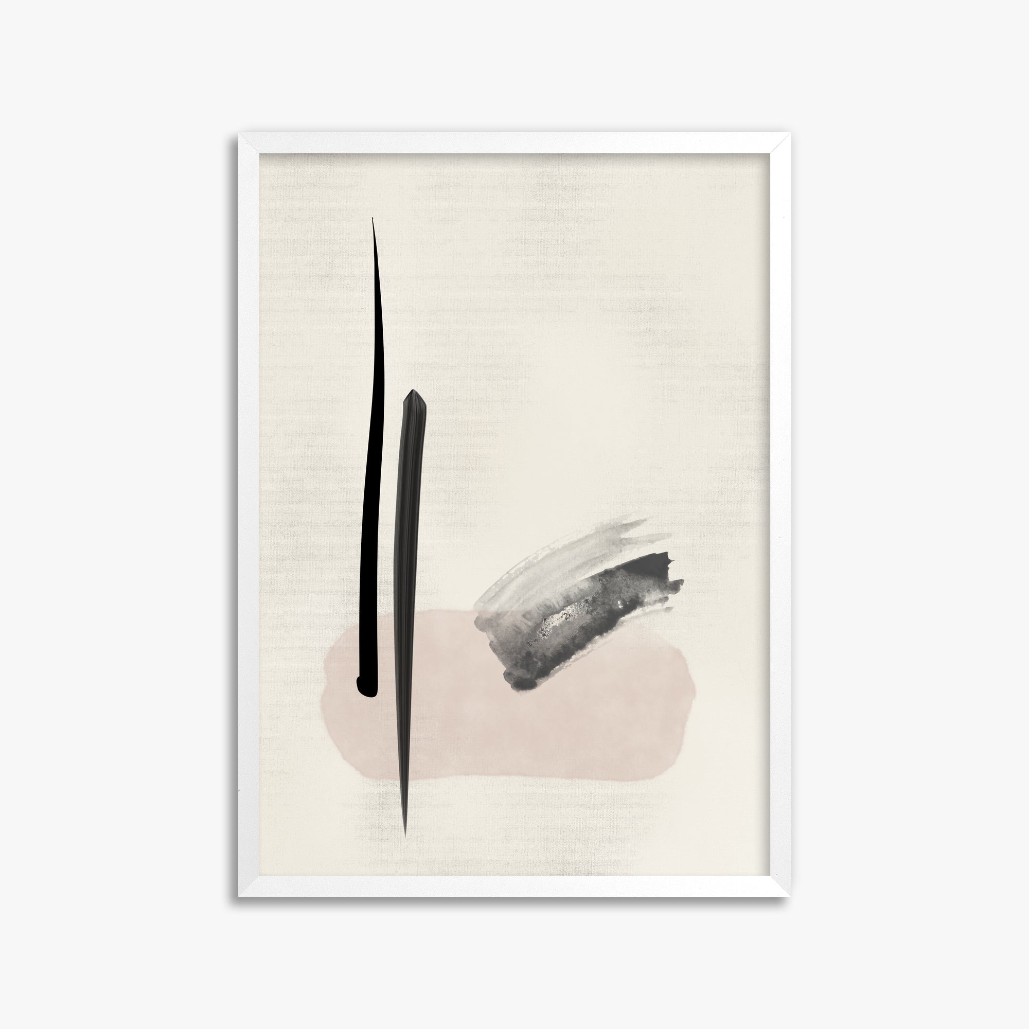Zen Brushstroke Balance, 50x70cm Framed Poster With White Frame