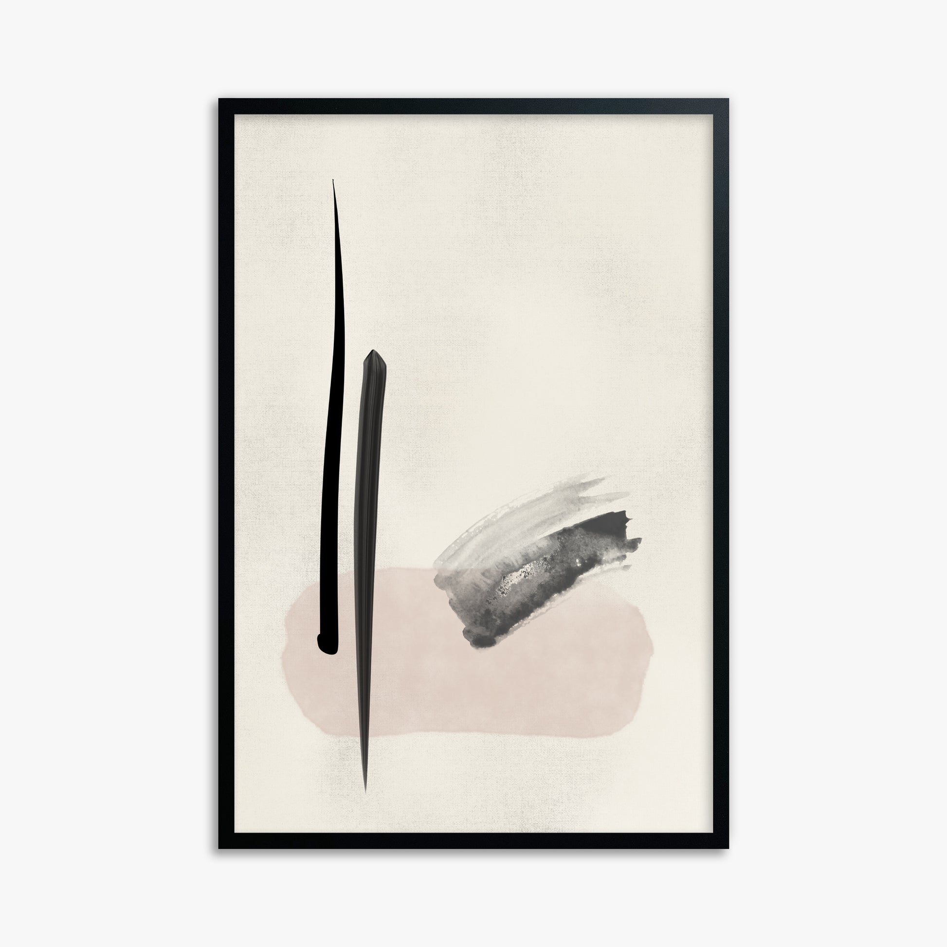 Zen Brushstroke Balance, 61x91cm Framed Poster With Black Frame