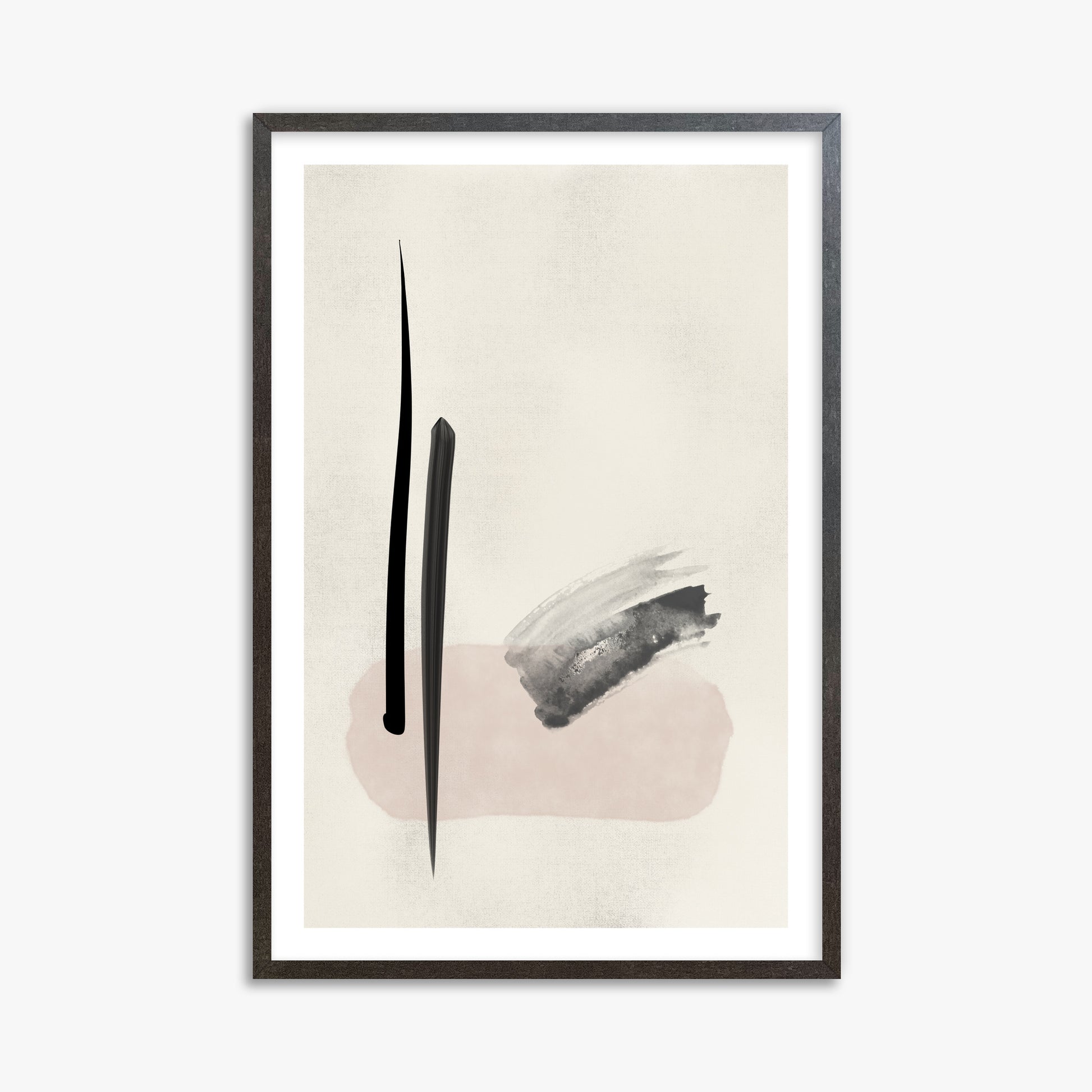 Zen Brushstroke Balance, 61x91cm Framed Art Reproduction With Espresso Frame
