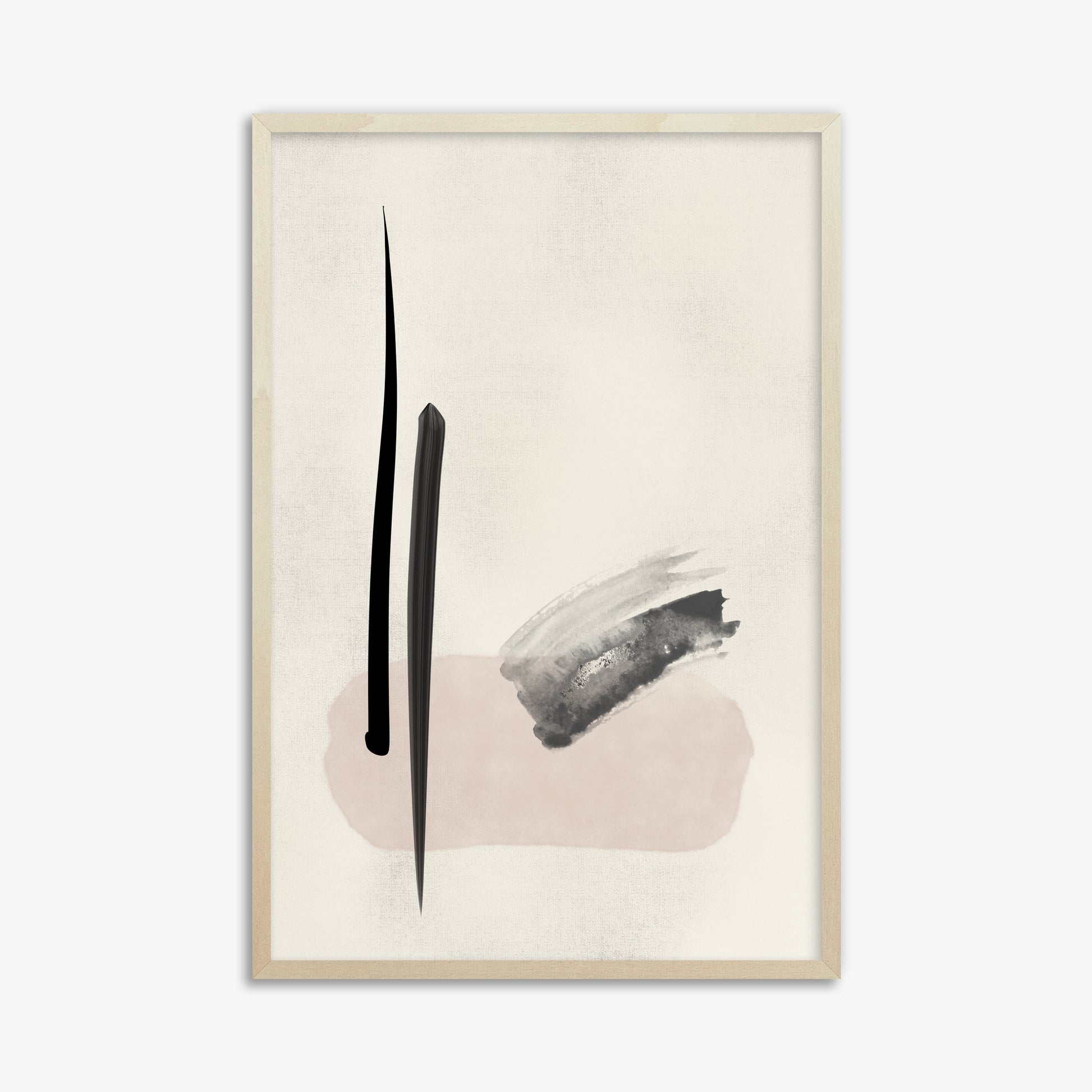 Zen Brushstroke Balance, 61x91cm Framed Art Reproduction With Lime Wood Frame