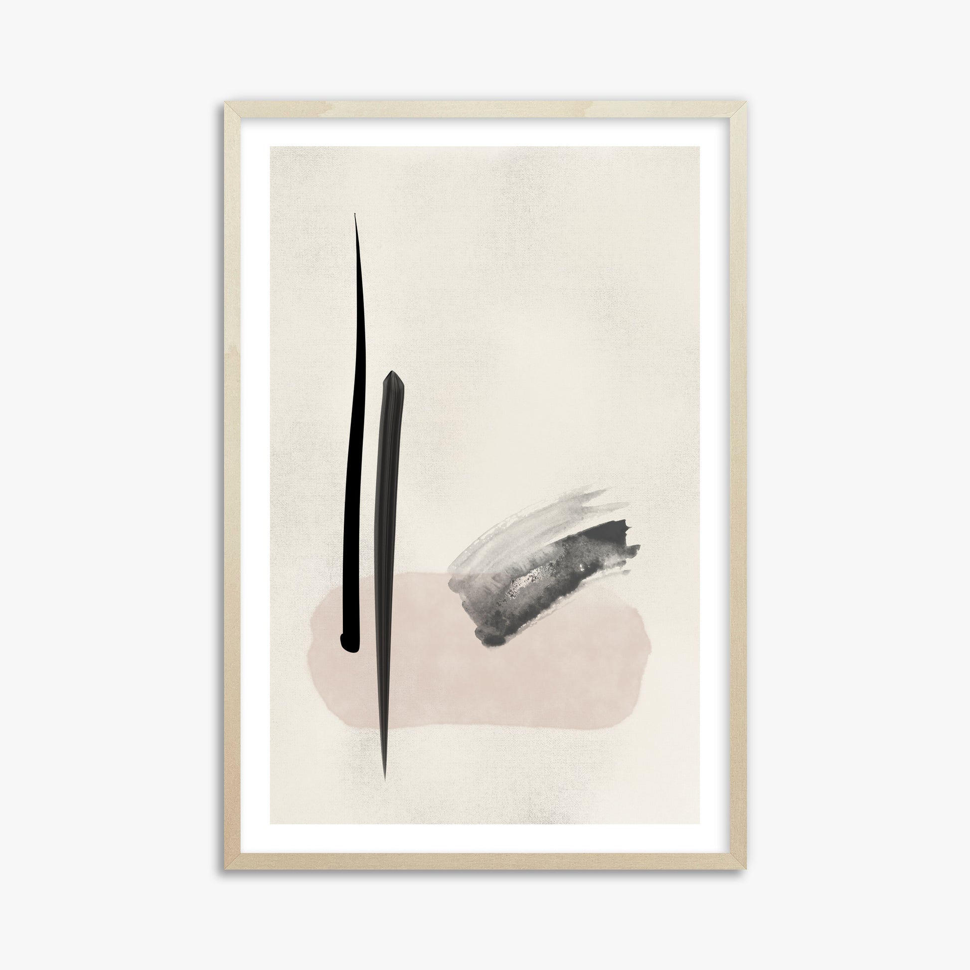 Zen Brushstroke Balance, 61x91cm Framed Art Reproduction With Lime Wood Frame