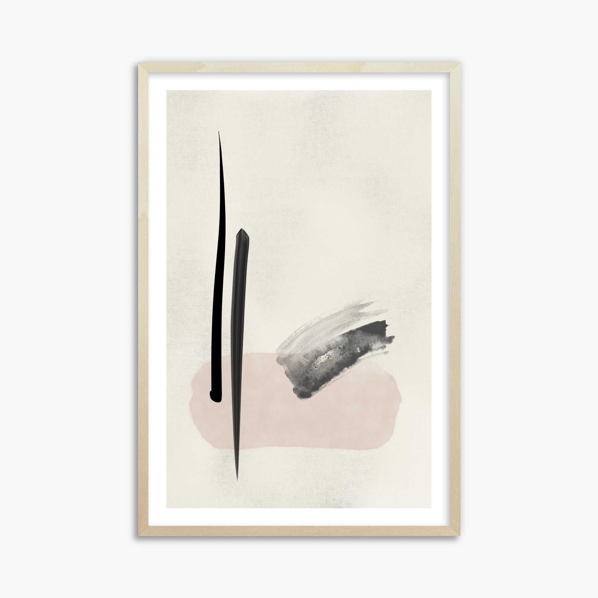 Zen Brushstroke Balance, 61x91cm Framed Art Reproduction With Lime Wood Frame